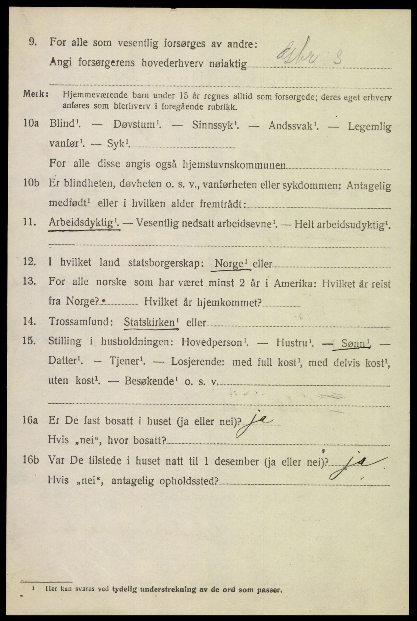 SAH, 1920 census for Skjåk, 1920, p. 2105