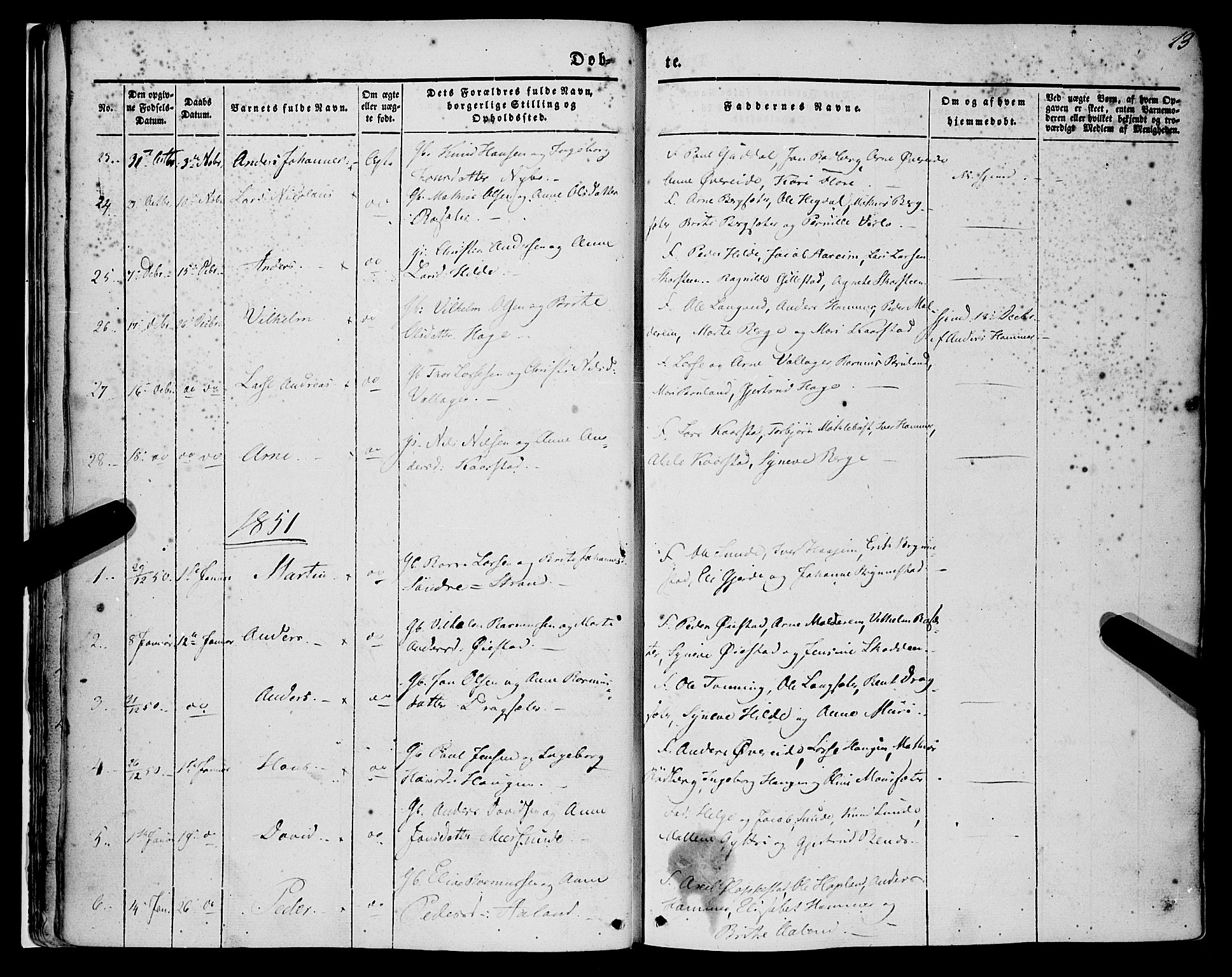 Innvik sokneprestembete, SAB/A-80501: Parish register (official) no. A 5, 1847-1865, p. 13