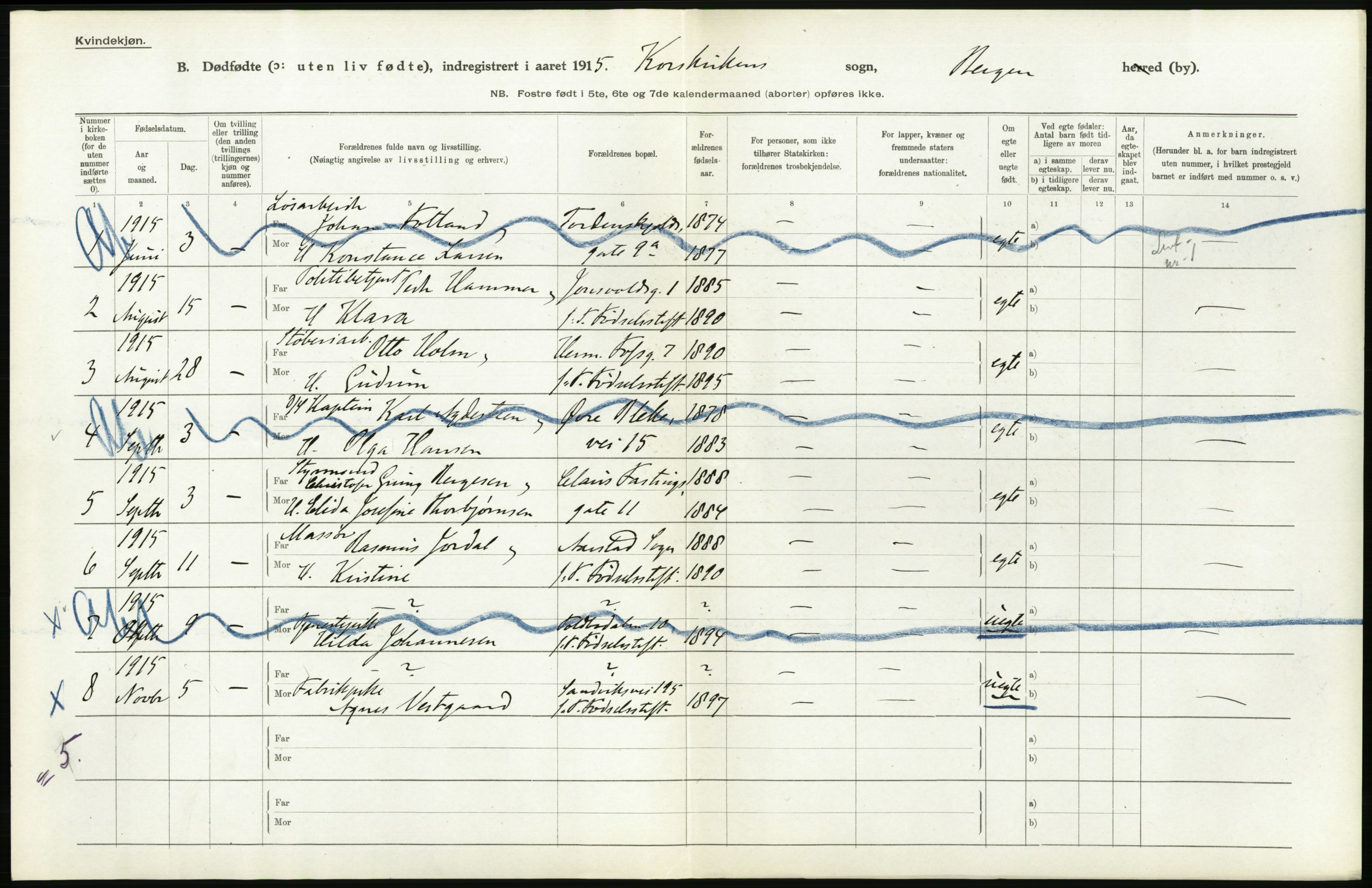 Statistisk sentralbyrå, Sosiodemografiske emner, Befolkning, RA/S-2228/D/Df/Dfb/Dfbe/L0034: Bergen: Gifte, døde, dødfødte., 1915, p. 694