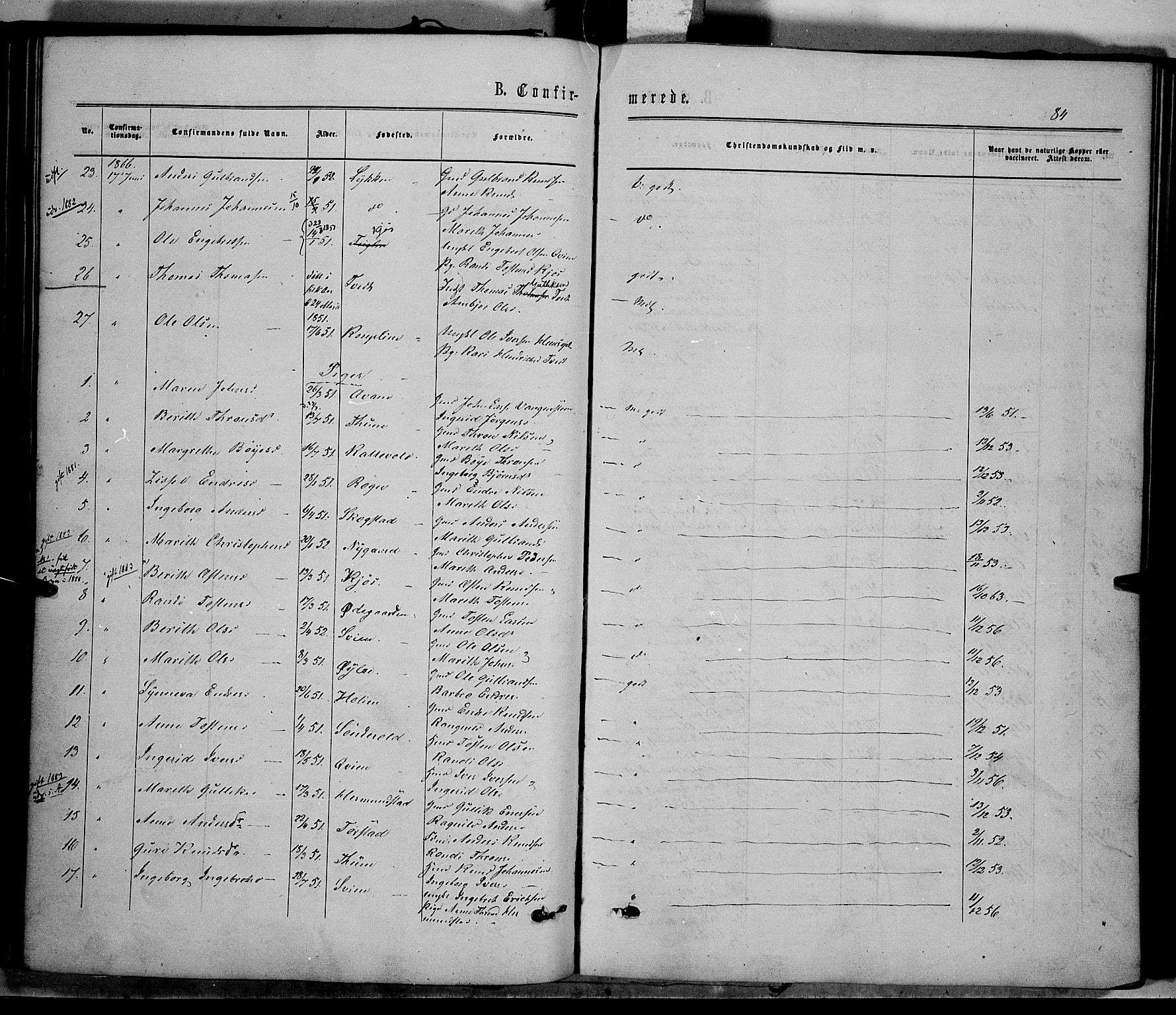 Vang prestekontor, Valdres, SAH/PREST-140/H/Ha/L0007: Parish register (official) no. 7, 1865-1881, p. 84