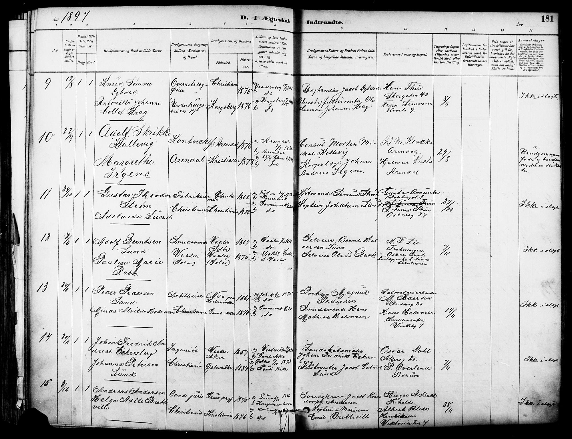 Garnisonsmenigheten Kirkebøker, SAO/A-10846/F/Fa/L0013: Parish register (official) no. 13, 1894-1904, p. 181