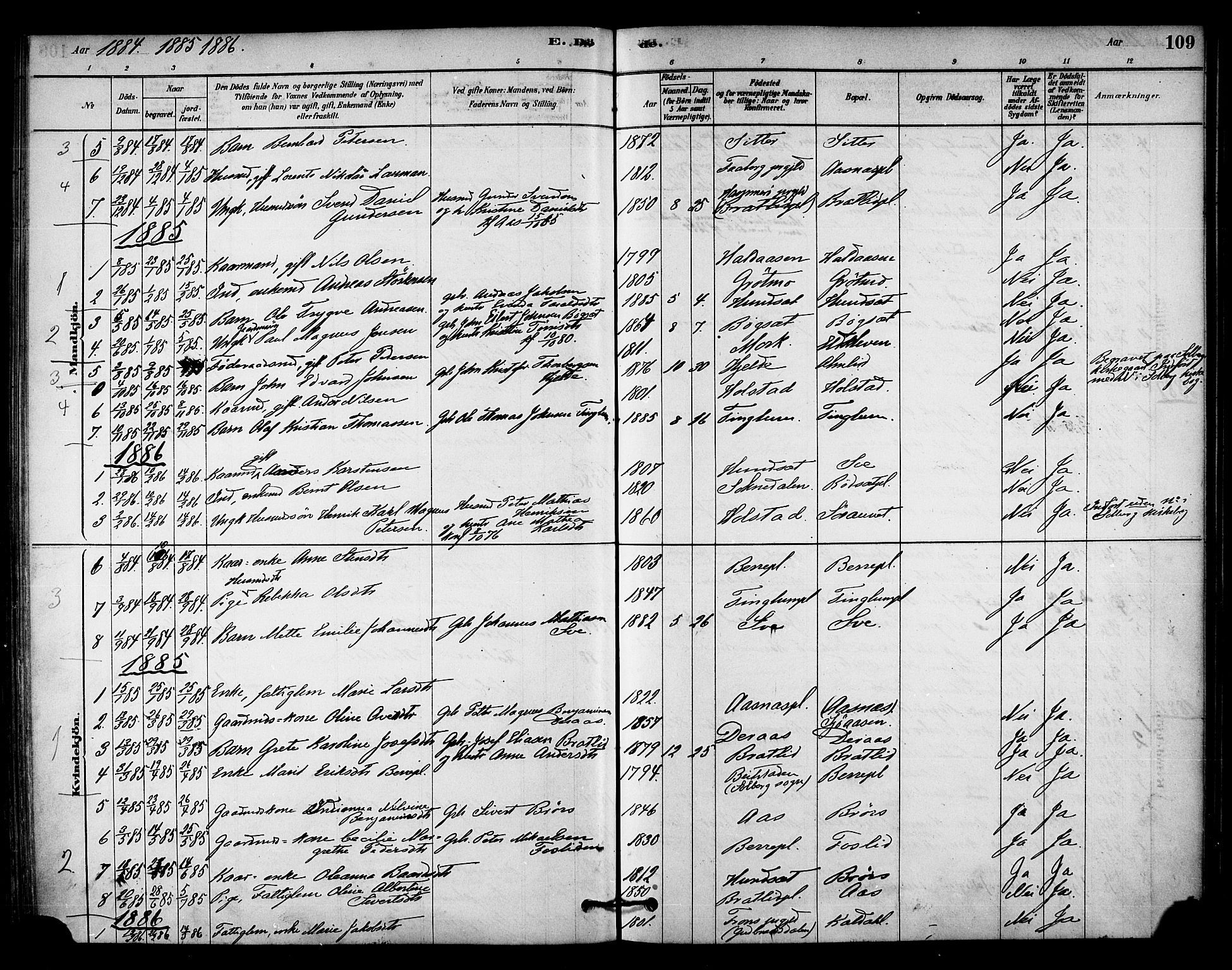 Ministerialprotokoller, klokkerbøker og fødselsregistre - Nord-Trøndelag, SAT/A-1458/742/L0408: Parish register (official) no. 742A01, 1878-1890, p. 109