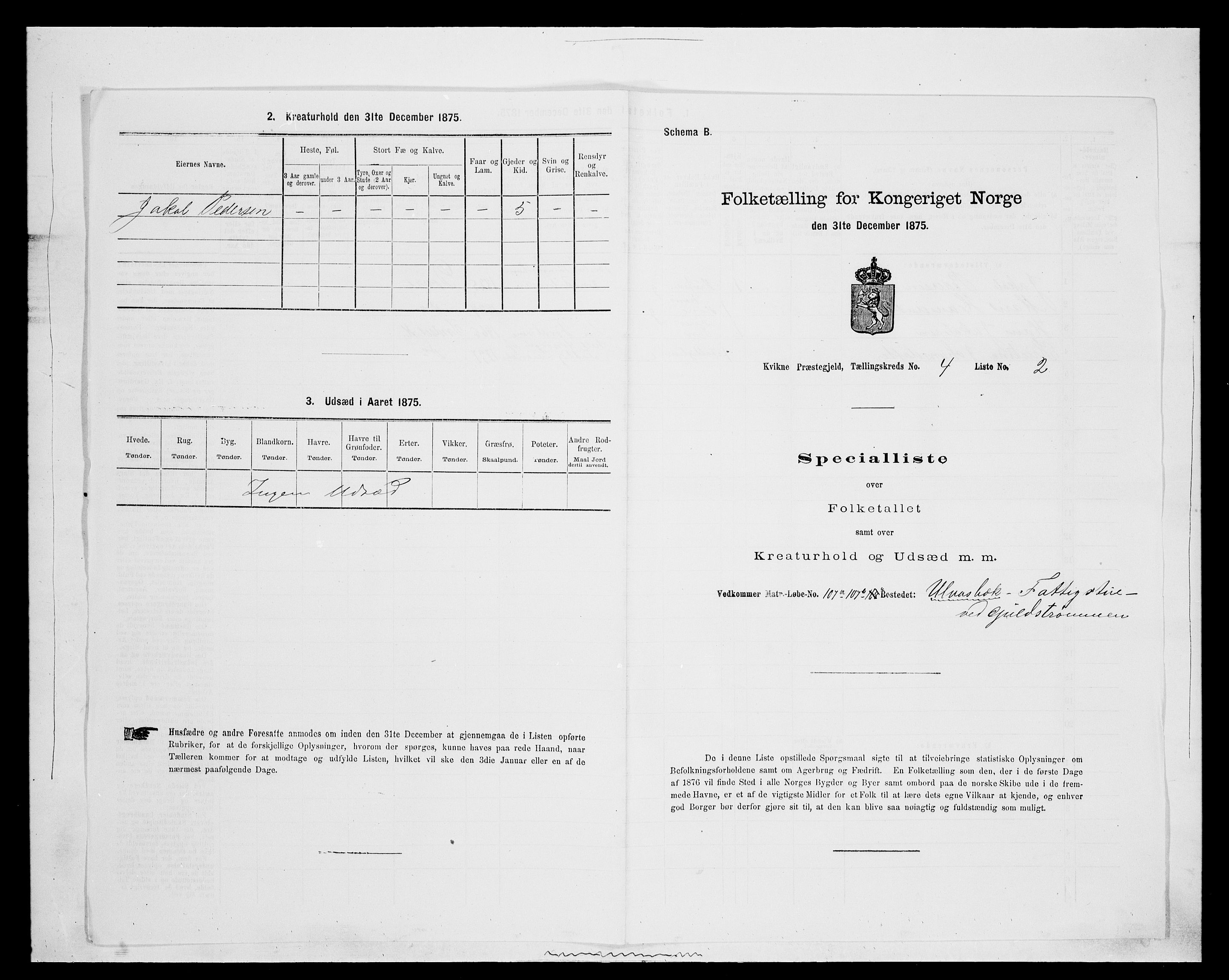 SAH, 1875 census for 0440P Kvikne, 1875, p. 337