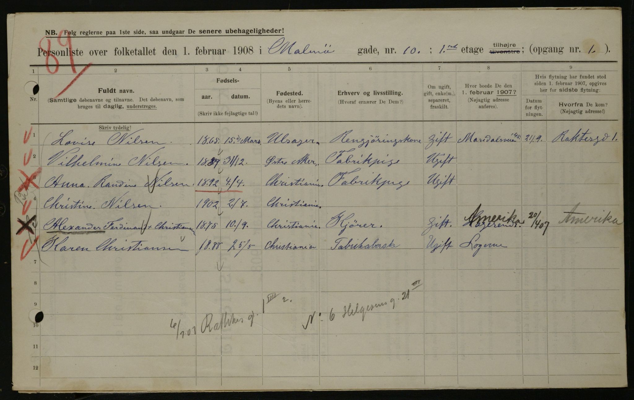 OBA, Municipal Census 1908 for Kristiania, 1908, p. 53819