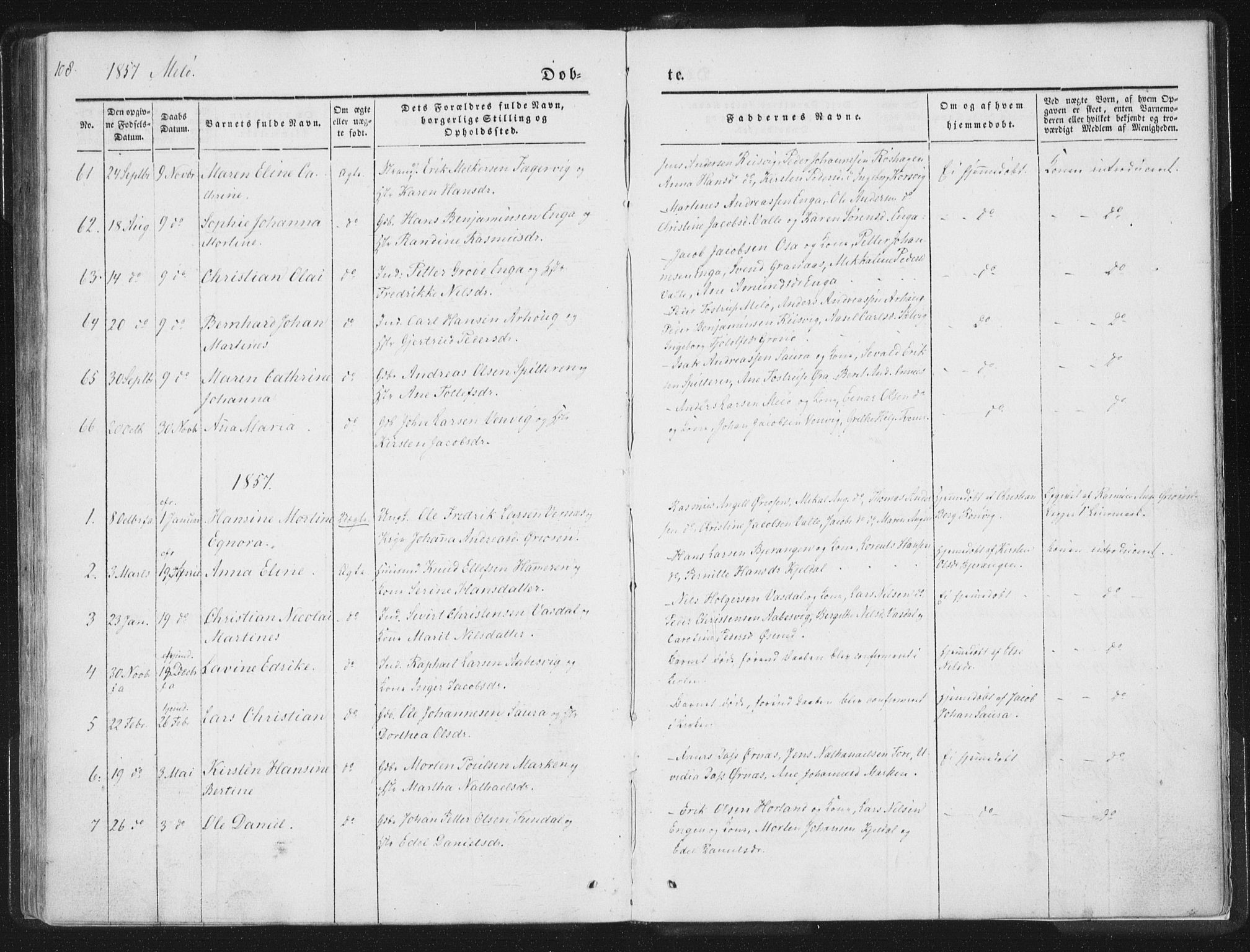 Ministerialprotokoller, klokkerbøker og fødselsregistre - Nordland, SAT/A-1459/841/L0602: Parish register (official) no. 841A08 /2, 1845-1859, p. 108