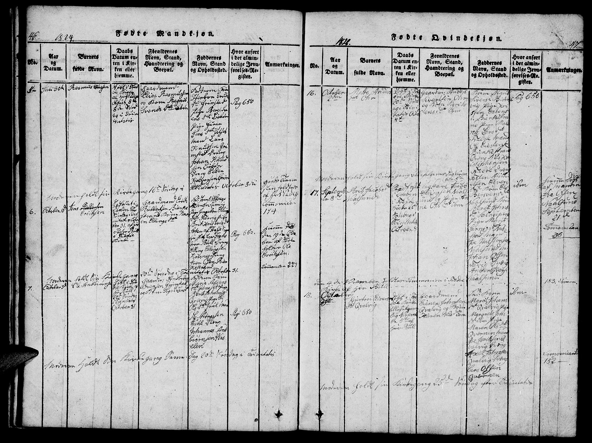 Ministerialprotokoller, klokkerbøker og fødselsregistre - Møre og Romsdal, SAT/A-1454/573/L0873: Parish register (copy) no. 573C01, 1819-1834, p. 46-47