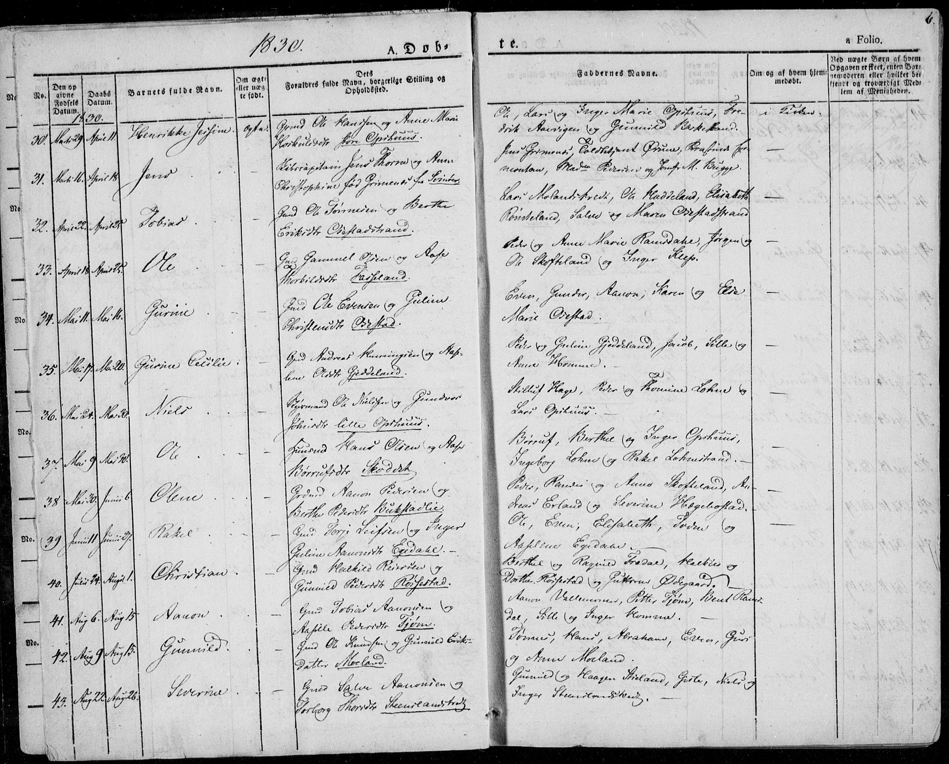 Sør-Audnedal sokneprestkontor, AV/SAK-1111-0039/F/Fa/Fab/L0006: Parish register (official) no. A 6, 1829-1855, p. 6