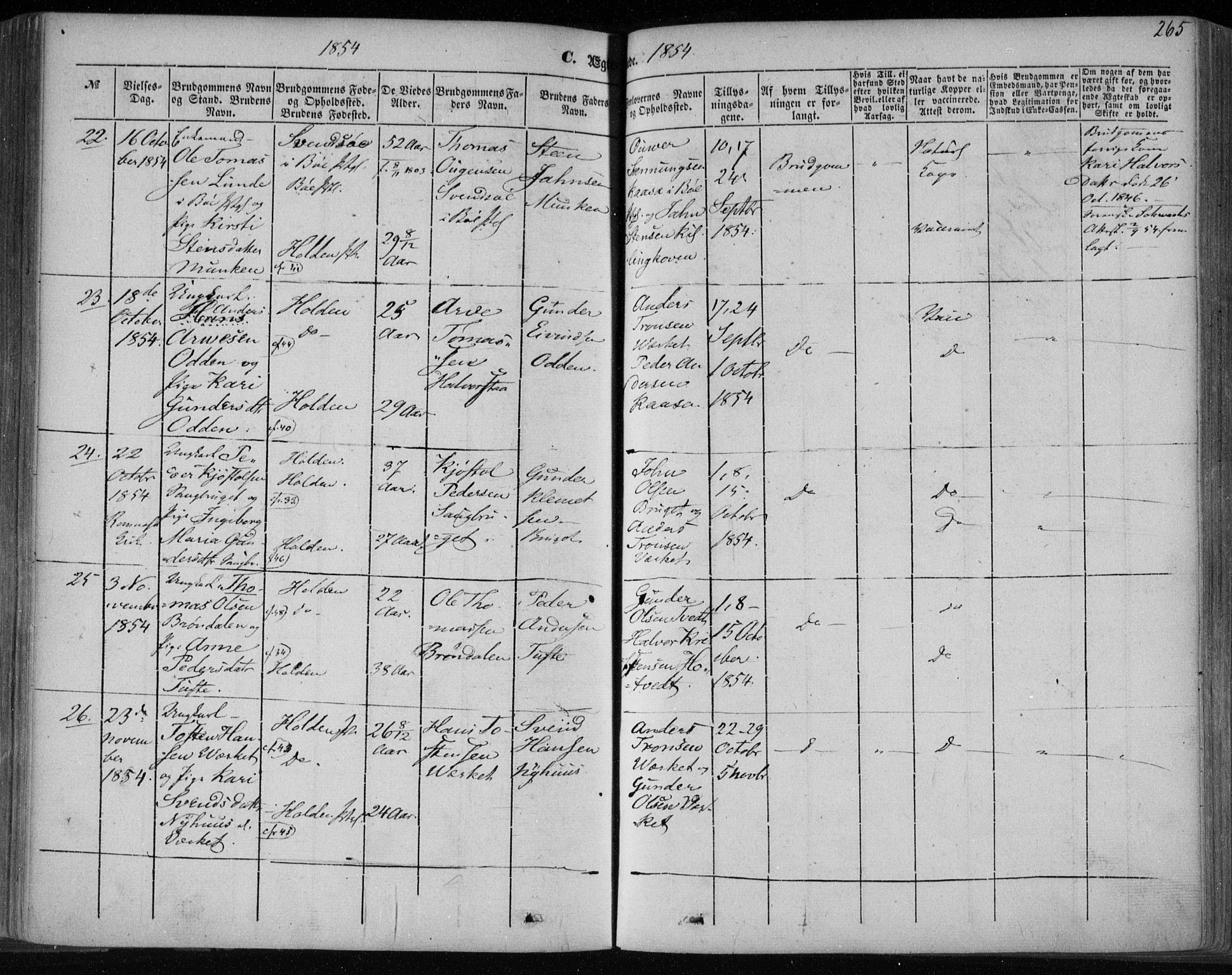 Holla kirkebøker, AV/SAKO-A-272/F/Fa/L0005: Parish register (official) no. 5, 1849-1860, p. 265