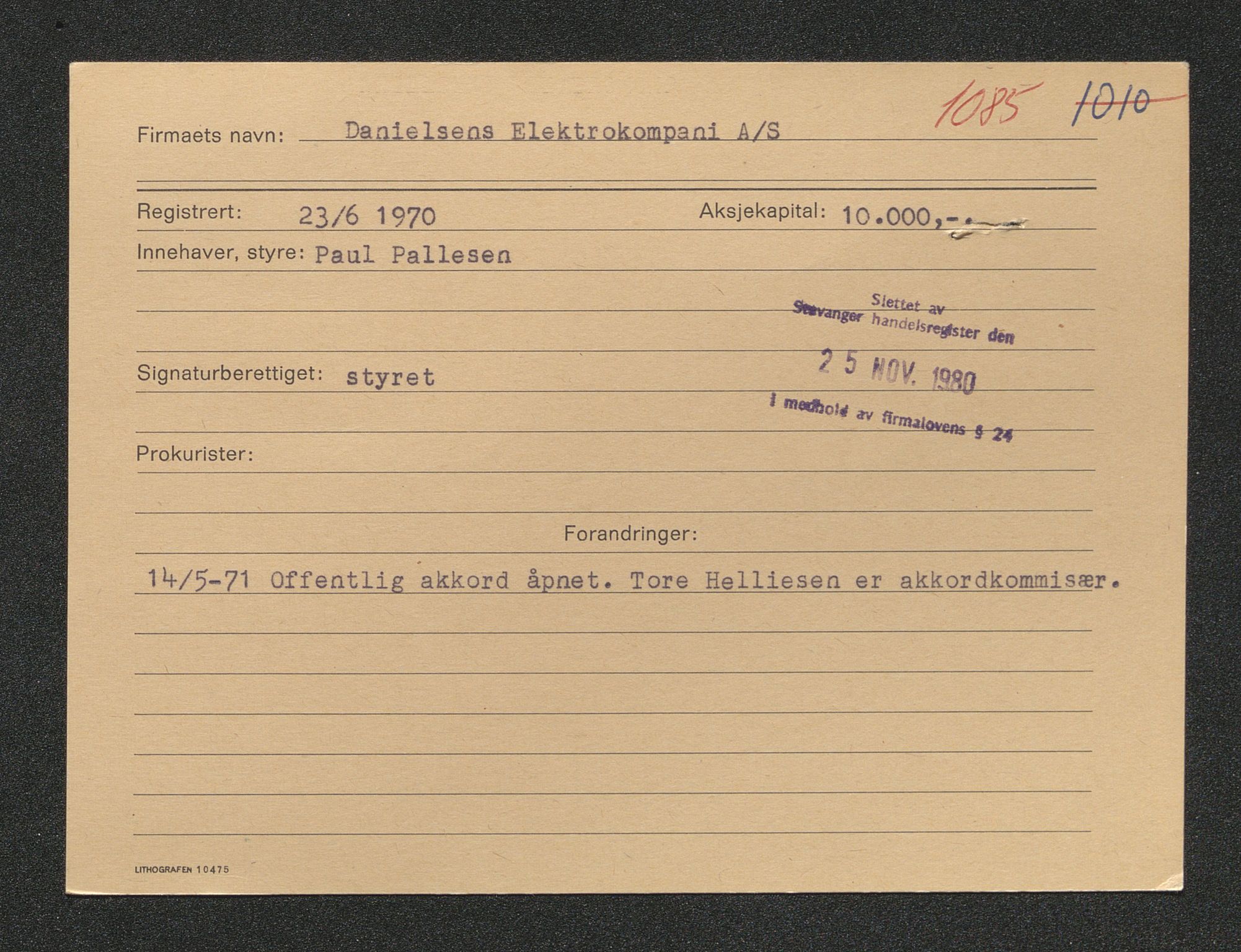 Stavanger byfogd, AV/SAST-A-101408/001/4/42/422/4221A/L0001: Register over slettede firma A-C, 1891-1987, p. 548