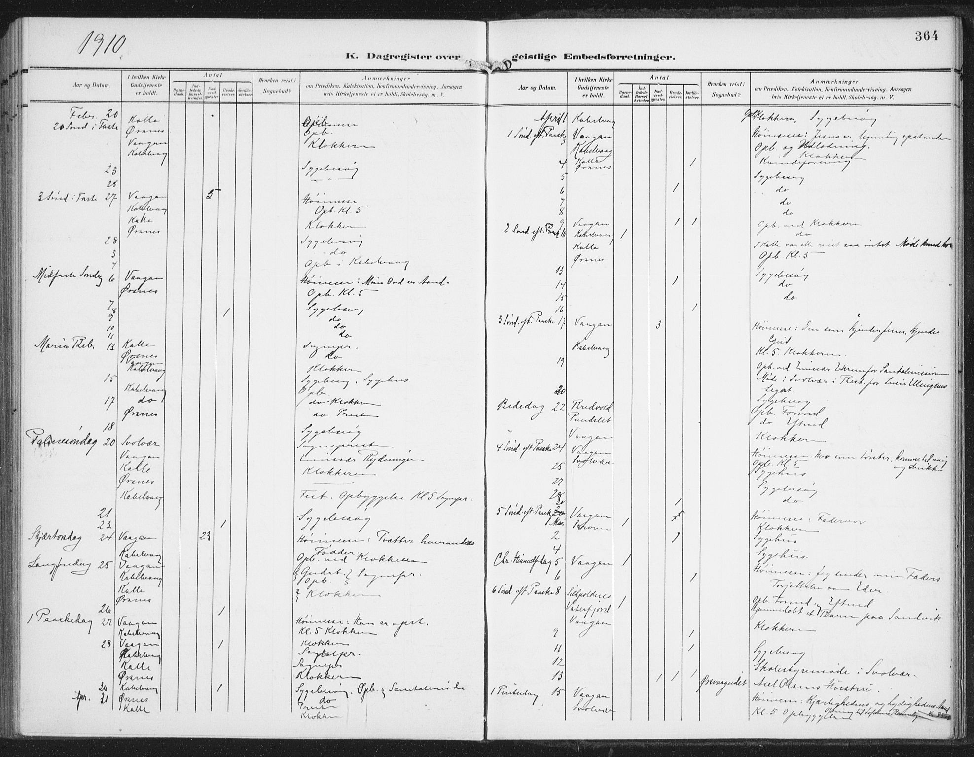 Ministerialprotokoller, klokkerbøker og fødselsregistre - Nordland, AV/SAT-A-1459/874/L1063: Parish register (official) no. 874A07, 1907-1915, p. 364