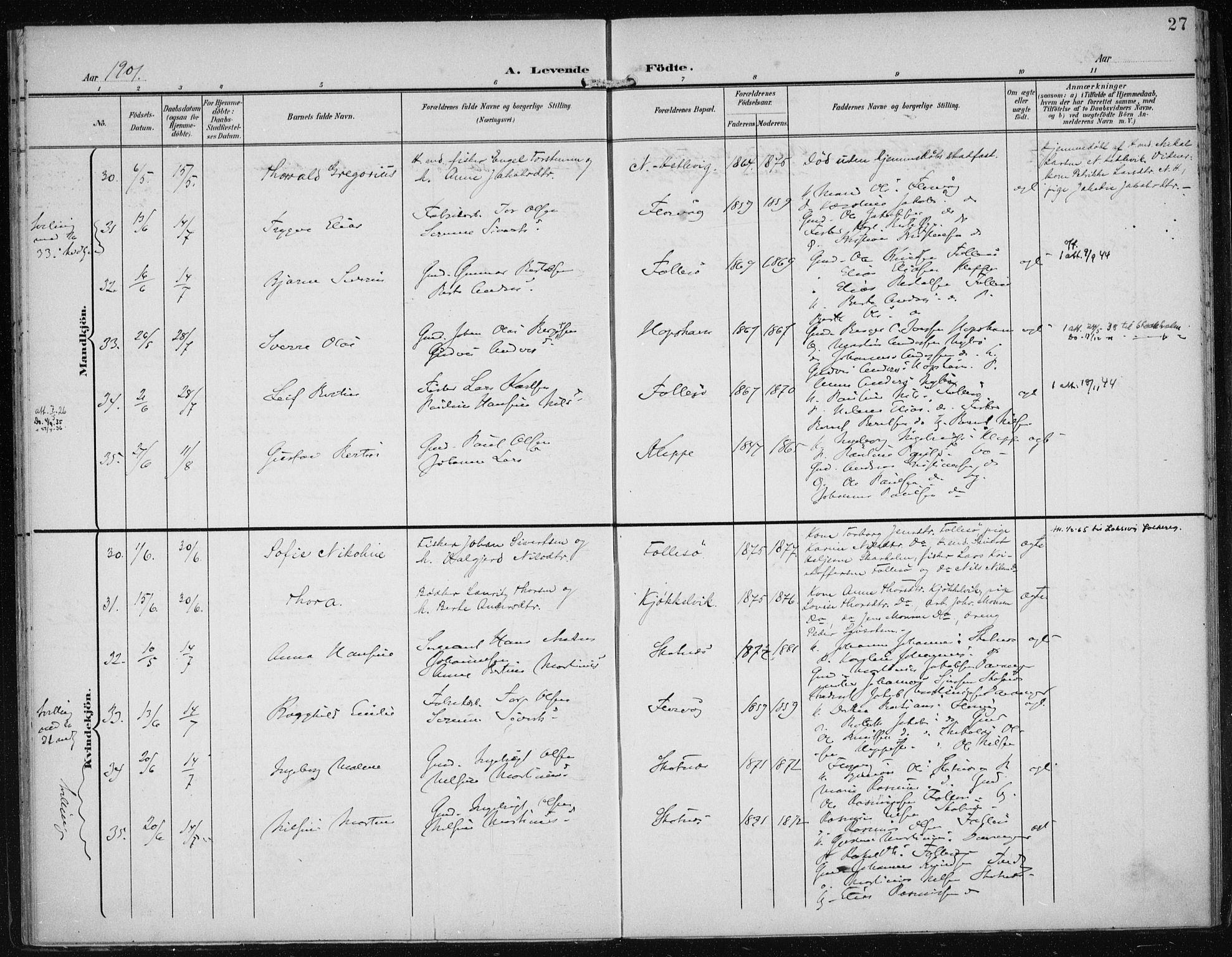 Askøy Sokneprestembete, SAB/A-74101/H/Ha/Haa/Haac/L0001: Parish register (official) no. C 1, 1899-1905, p. 27