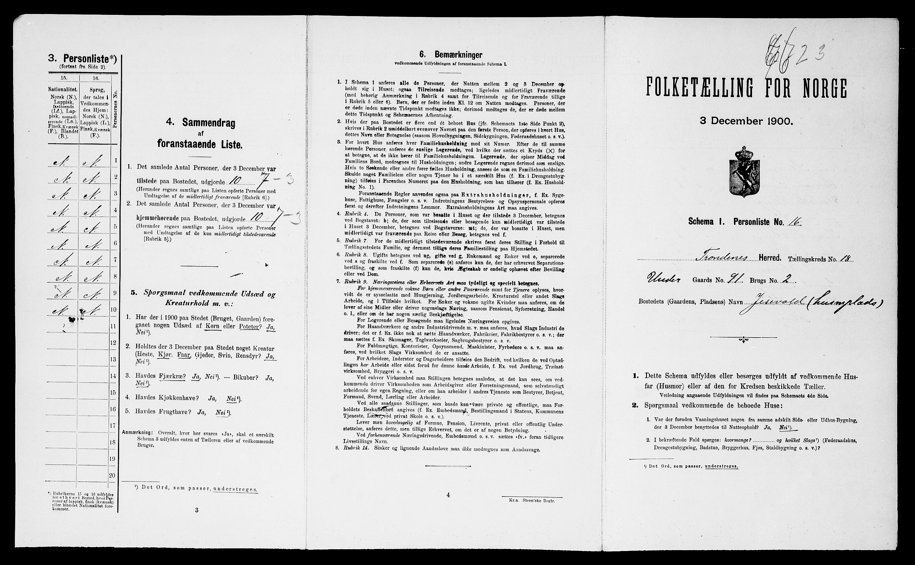 SATØ, 1900 census for Trondenes, 1900, p. 2335