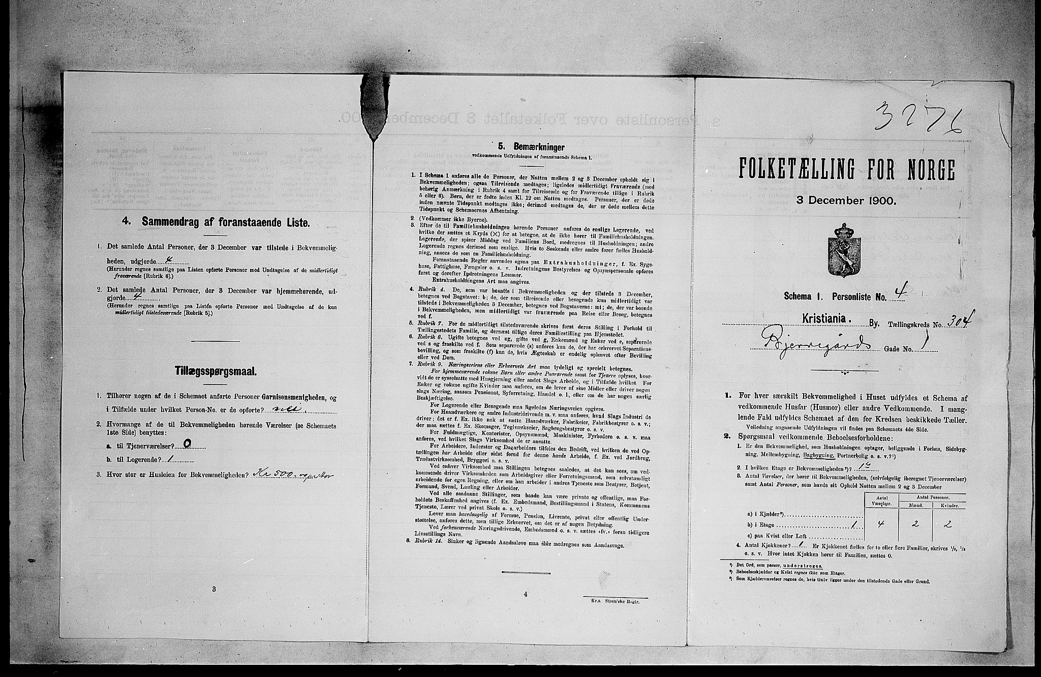 SAO, 1900 census for Kristiania, 1900, p. 5309