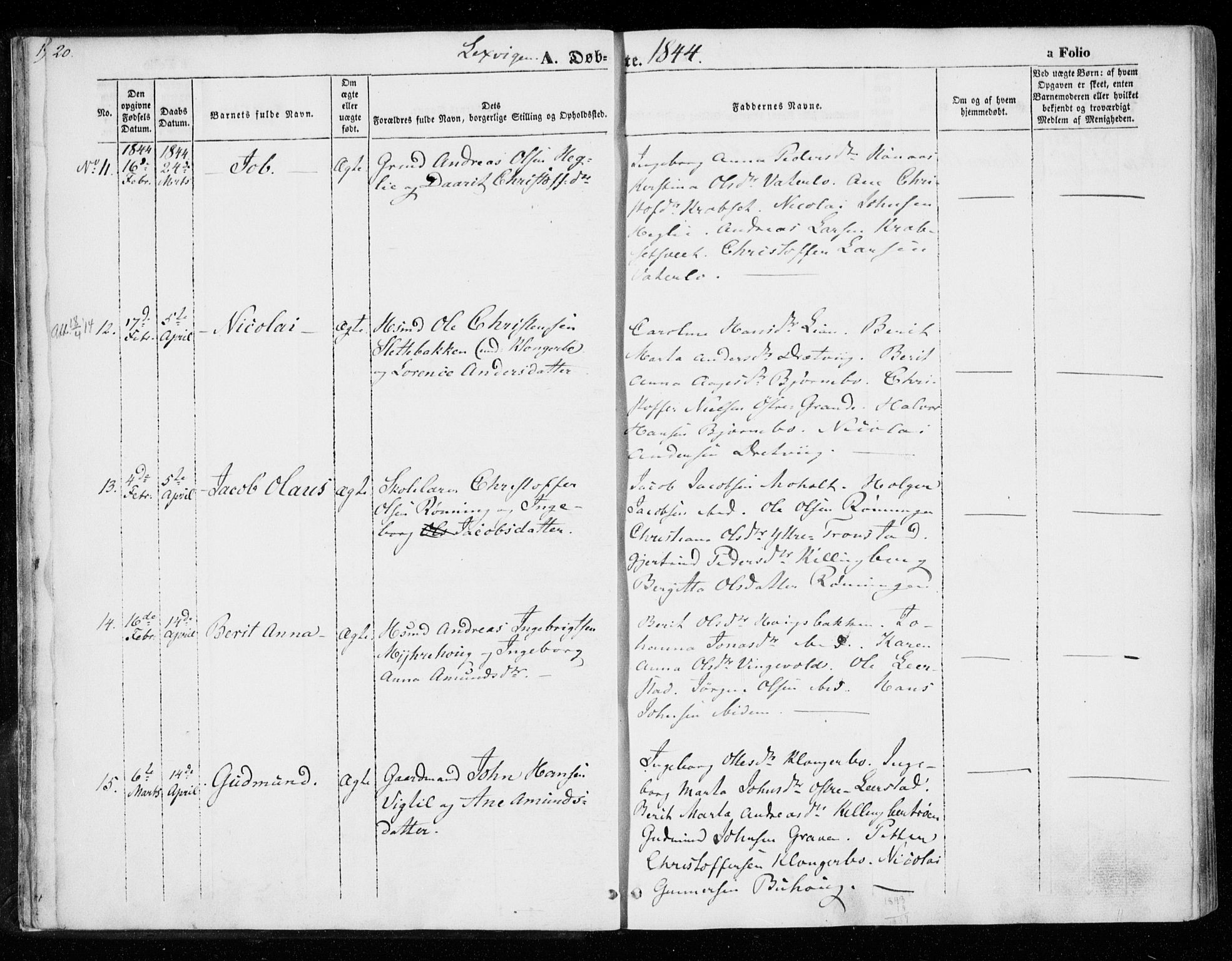 Ministerialprotokoller, klokkerbøker og fødselsregistre - Nord-Trøndelag, SAT/A-1458/701/L0007: Parish register (official) no. 701A07 /1, 1842-1854, p. 20