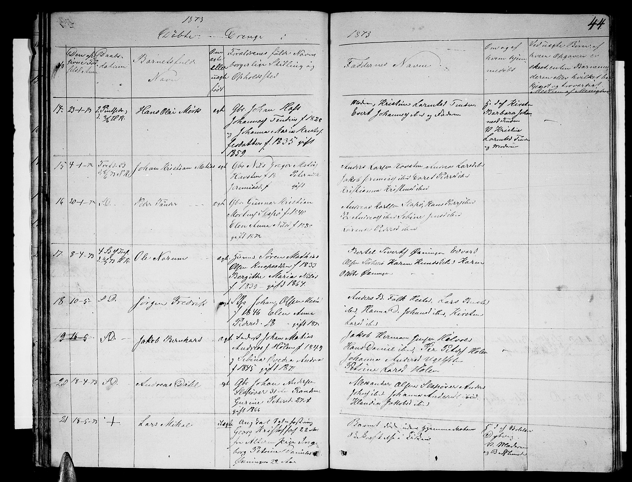 Ministerialprotokoller, klokkerbøker og fødselsregistre - Nordland, AV/SAT-A-1459/834/L0512: Parish register (copy) no. 834C03, 1862-1877, p. 44