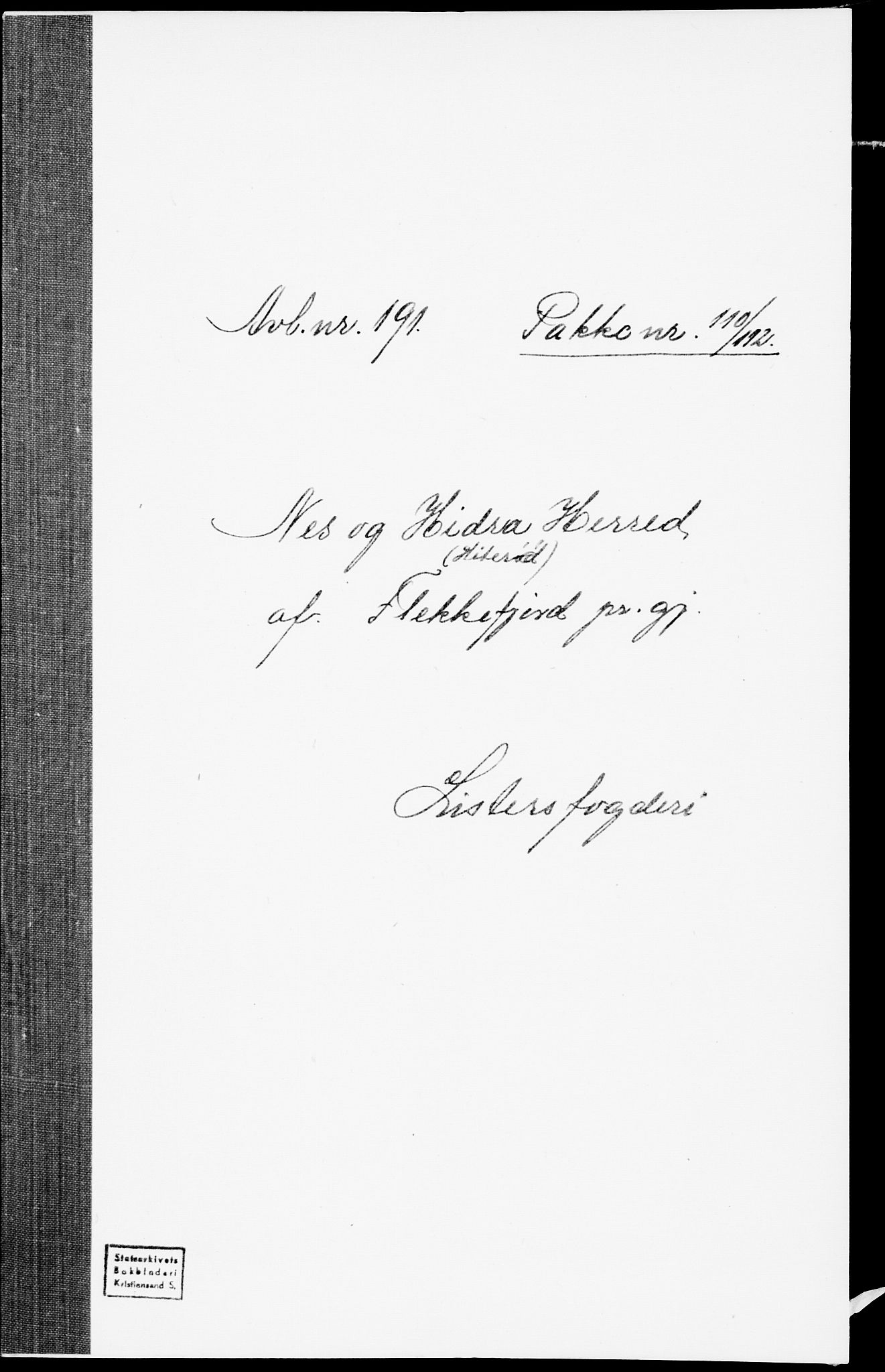 SAK, 1875 census for 1042L Flekkefjord/Nes og Hidra, 1875, p. 1