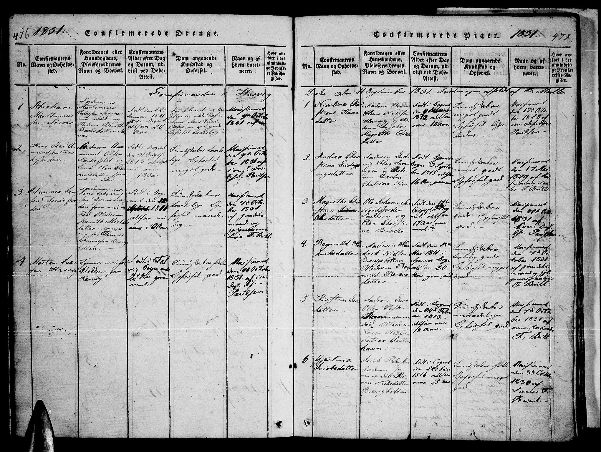 Loppa sokneprestkontor, AV/SATØ-S-1339/H/Ha/L0003kirke: Parish register (official) no. 3, 1820-1848, p. 476-477