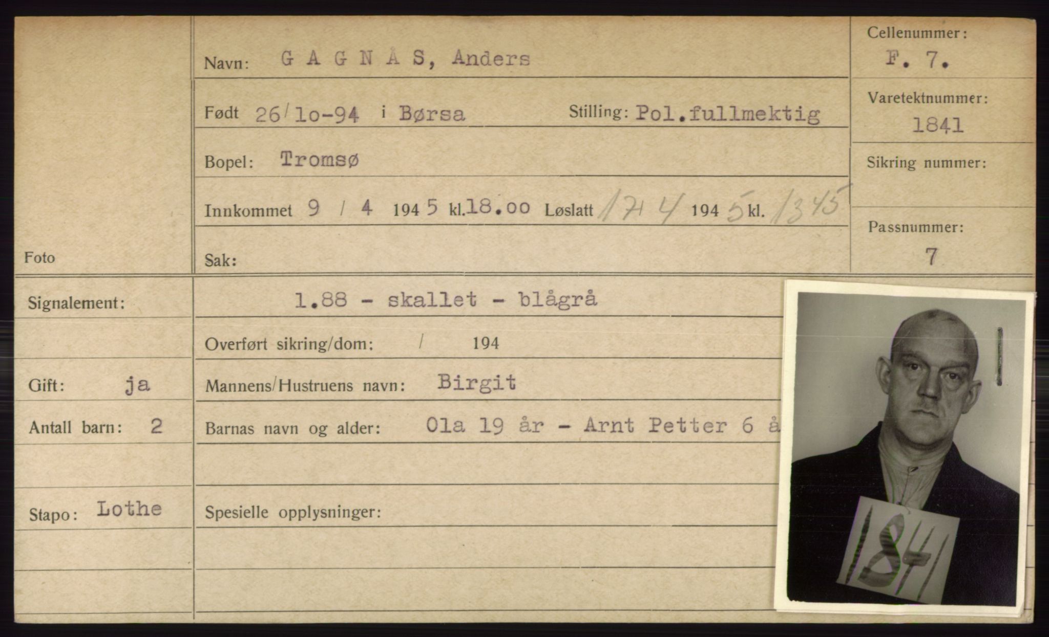 Statspolitiet - Hovedkontoret / Osloavdelingen, AV/RA-S-1329/C/Ck/Cke/L0003: Fangeregister; etternavn G - K, 1941-1945, p. 3