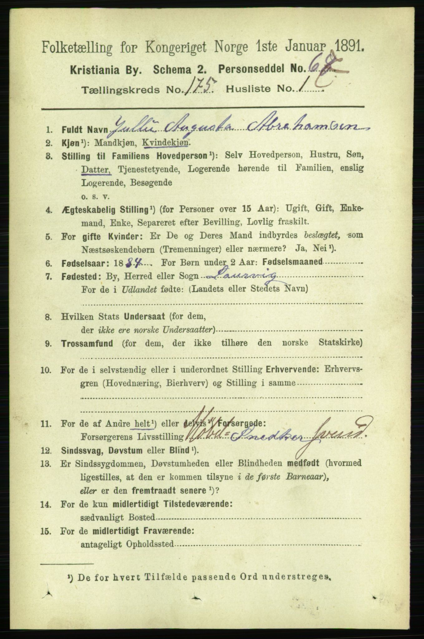 RA, 1891 census for 0301 Kristiania, 1891, p. 104814