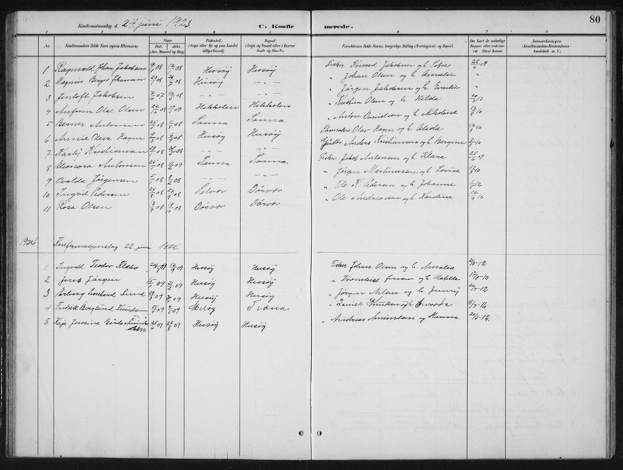 Ministerialprotokoller, klokkerbøker og fødselsregistre - Nordland, SAT/A-1459/840/L0583: Parish register (copy) no. 840C03, 1901-1933, p. 80