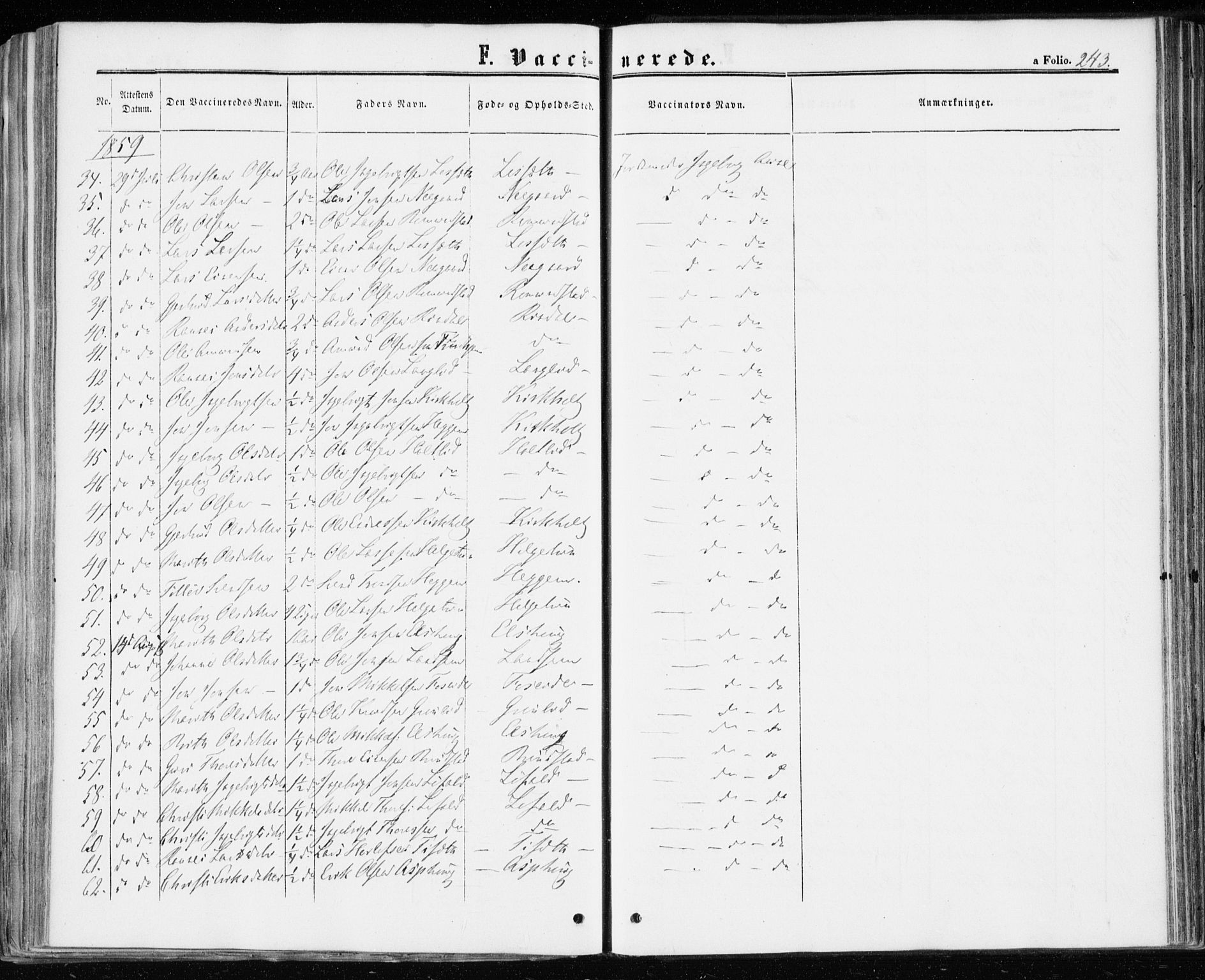 Ministerialprotokoller, klokkerbøker og fødselsregistre - Møre og Romsdal, AV/SAT-A-1454/598/L1067: Parish register (official) no. 598A01, 1858-1871, p. 243