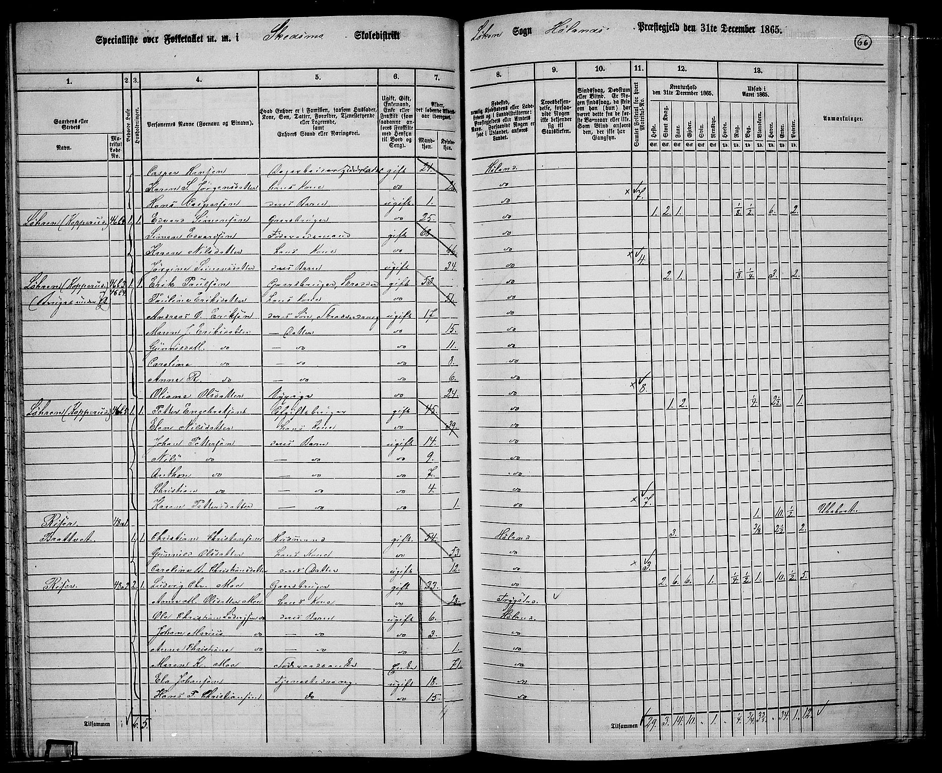 RA, 1865 census for Høland, 1865, p. 64