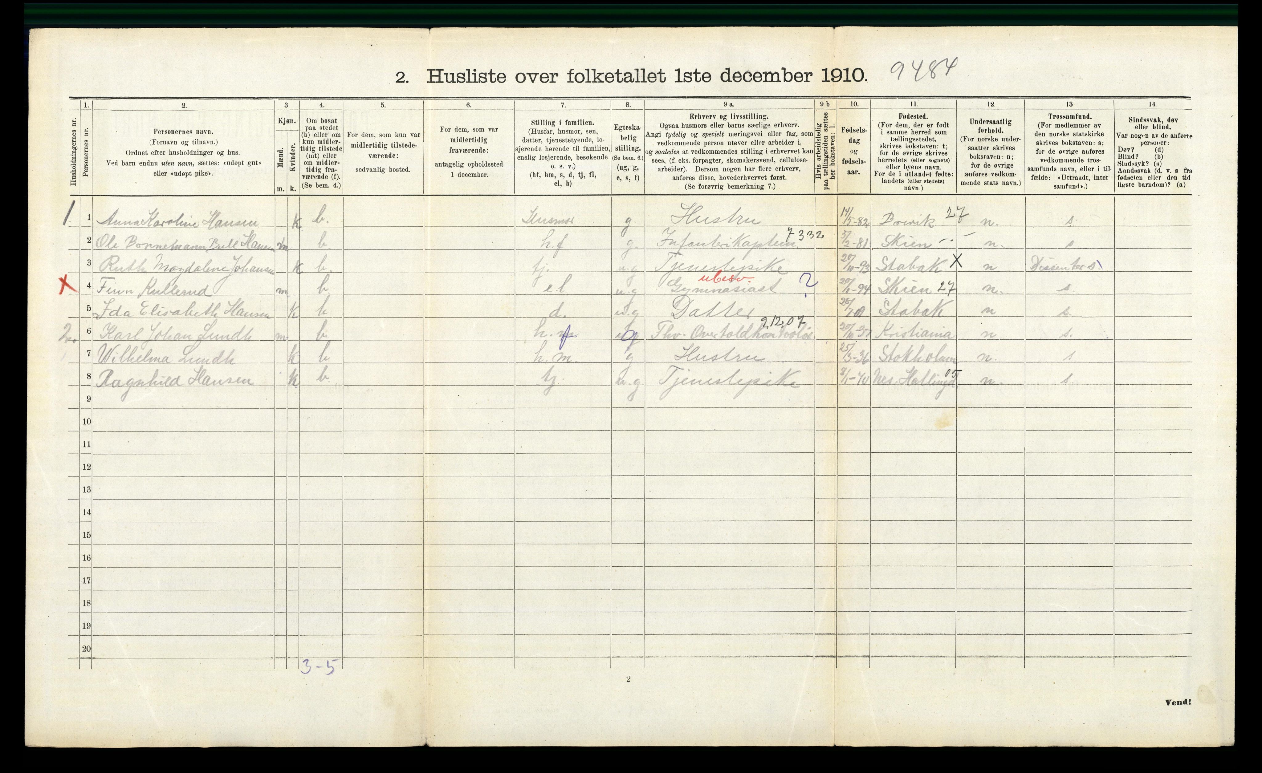 RA, 1910 census for Bærum, 1910, p. 2304