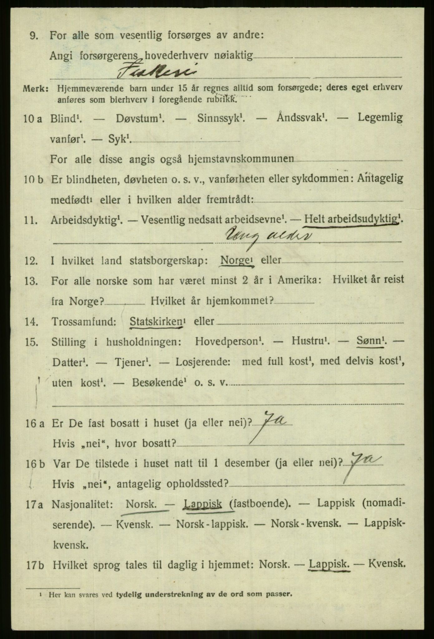 SATØ, 1920 census for Lyngen, 1920, p. 3496
