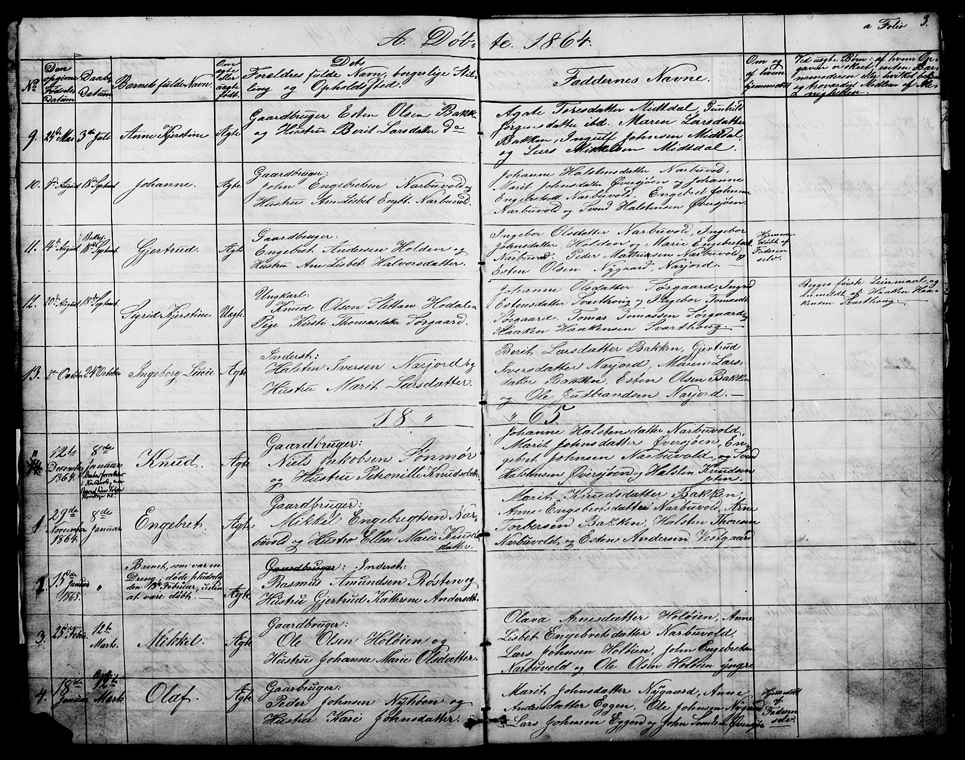 Tolga prestekontor, AV/SAH-PREST-062/L/L0006: Parish register (copy) no. 6, 1864-1894, p. 3