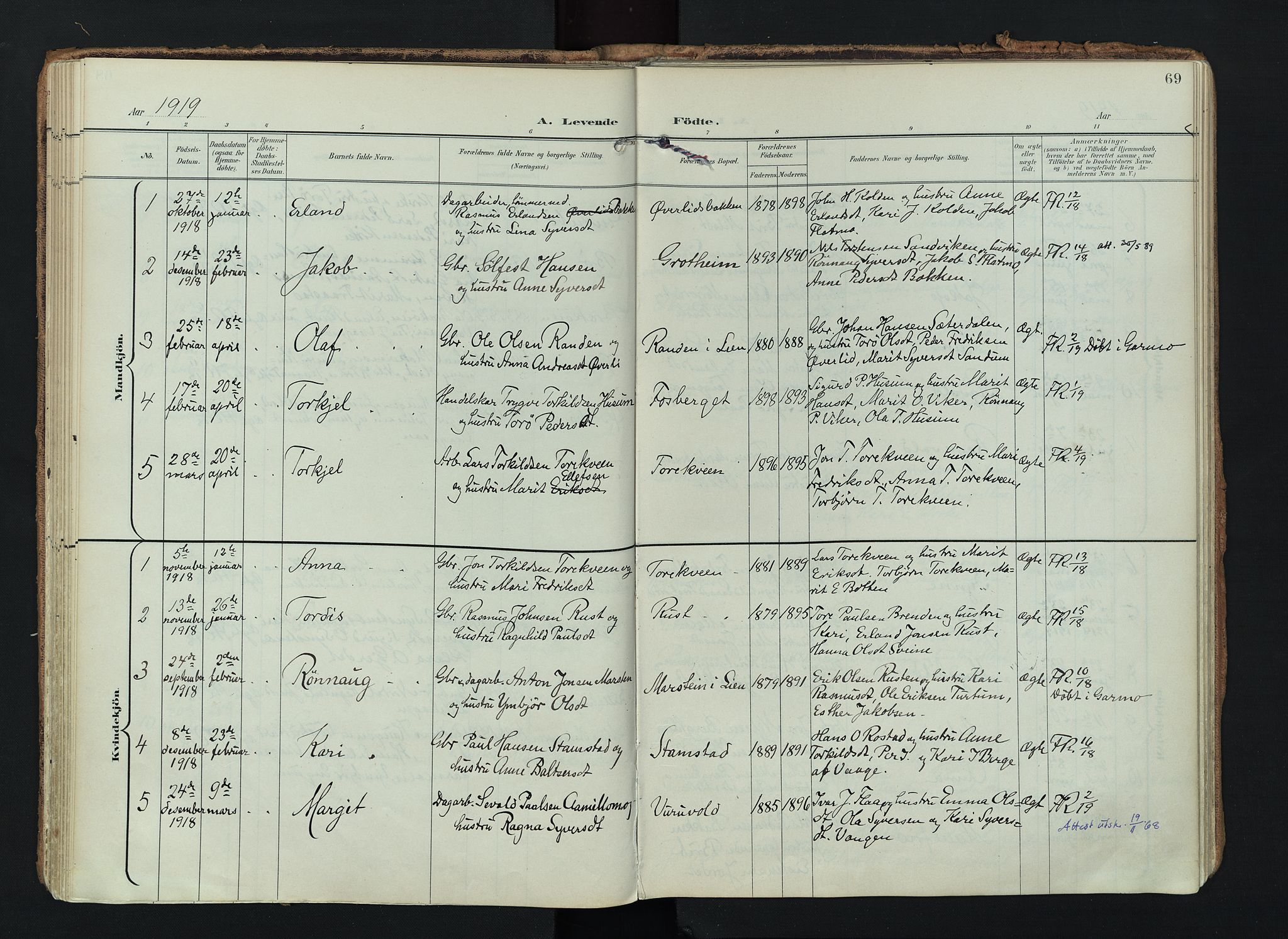 Lom prestekontor, SAH/PREST-070/K/L0010: Parish register (official) no. 10, 1899-1926, p. 69