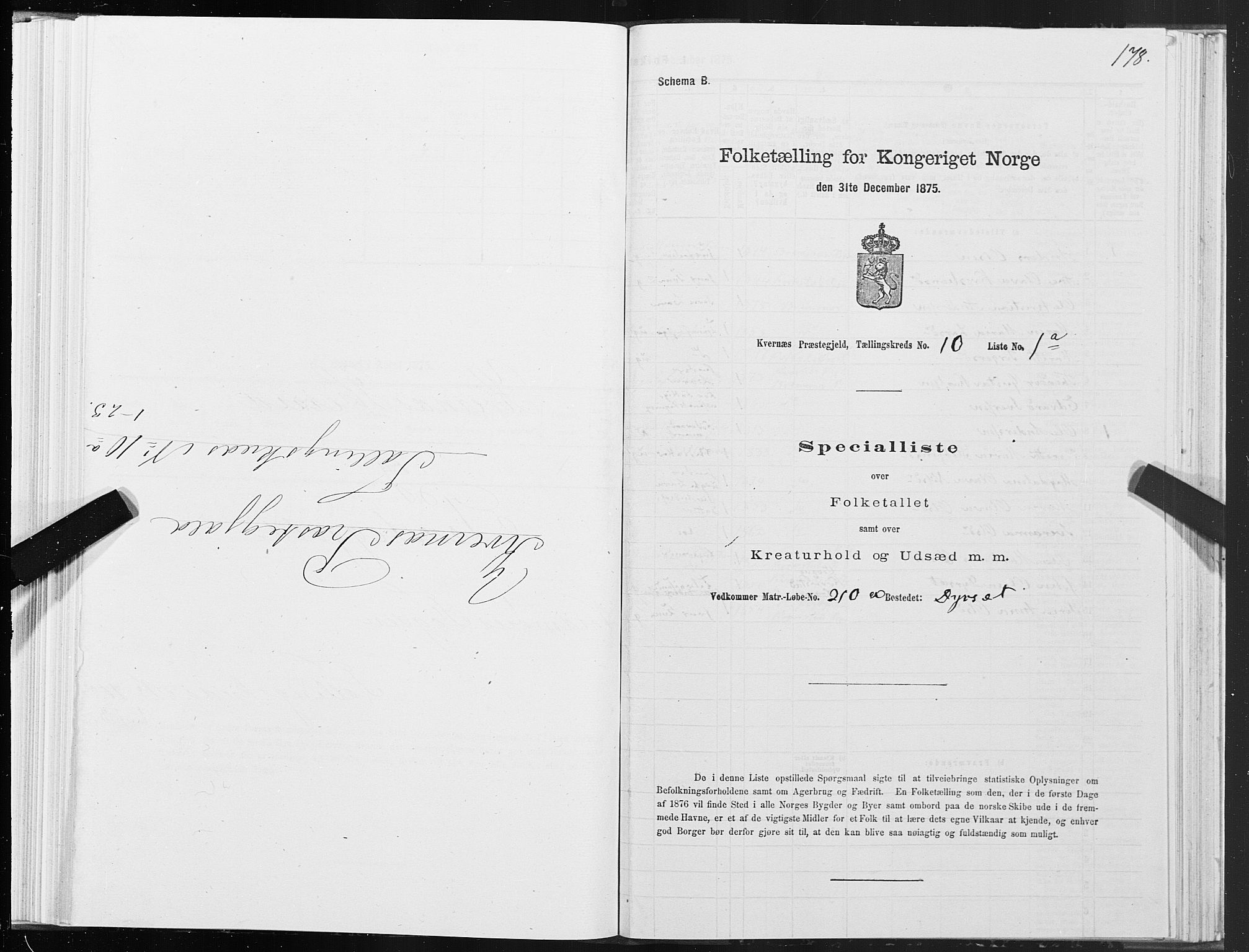 SAT, 1875 census for 1553P Kvernes, 1875, p. 5178