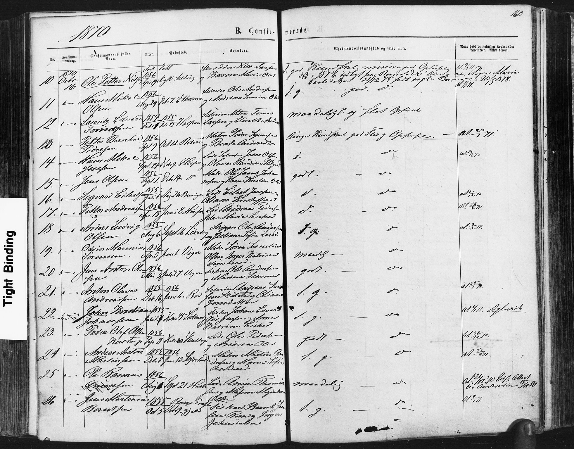 Hvaler prestekontor Kirkebøker, SAO/A-2001/F/Fa/L0007: Parish register (official) no. I 7, 1864-1878, p. 160