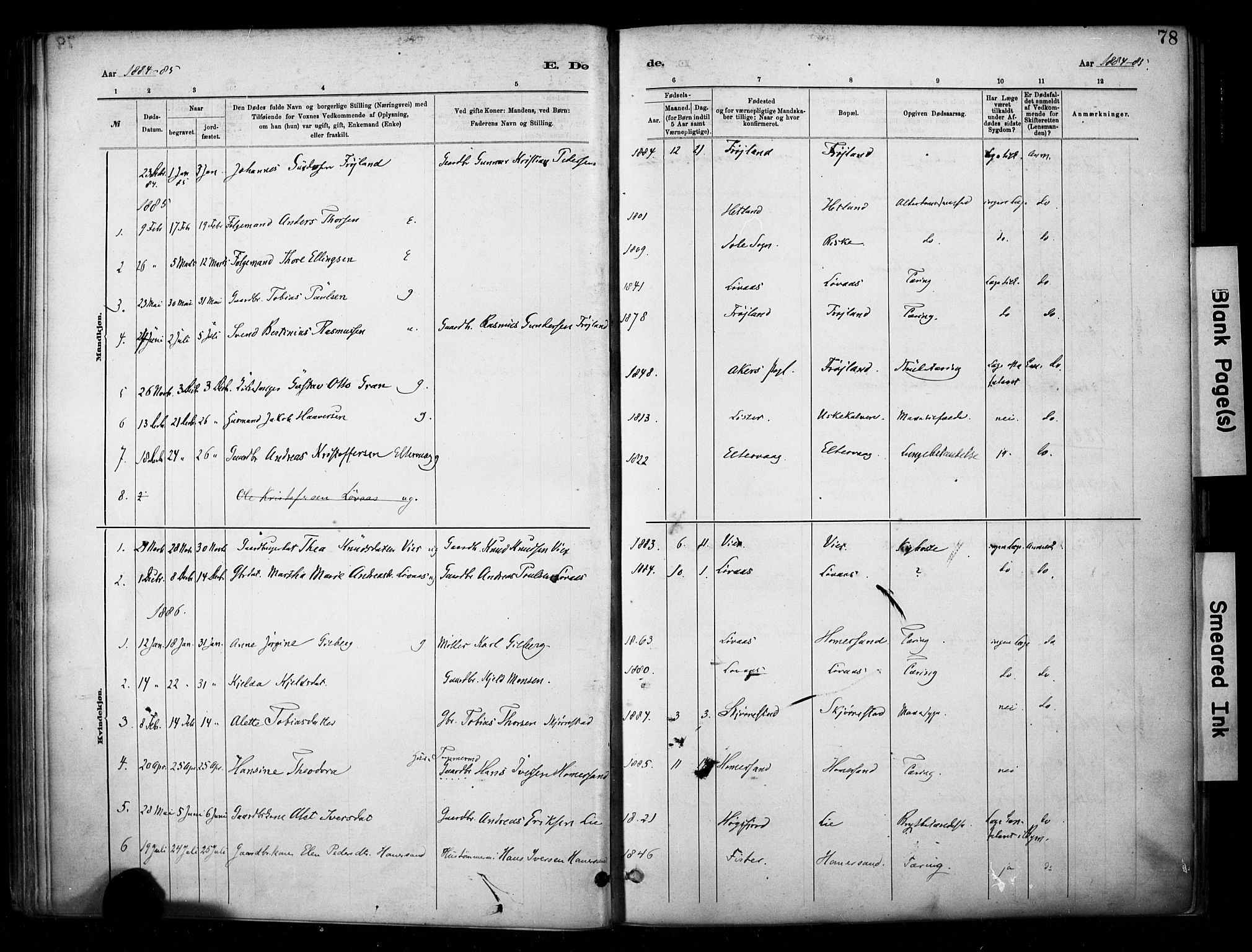 Hetland sokneprestkontor, SAST/A-101826/30/30BA/L0010: Parish register (official) no. A 10, 1882-1925, p. 78