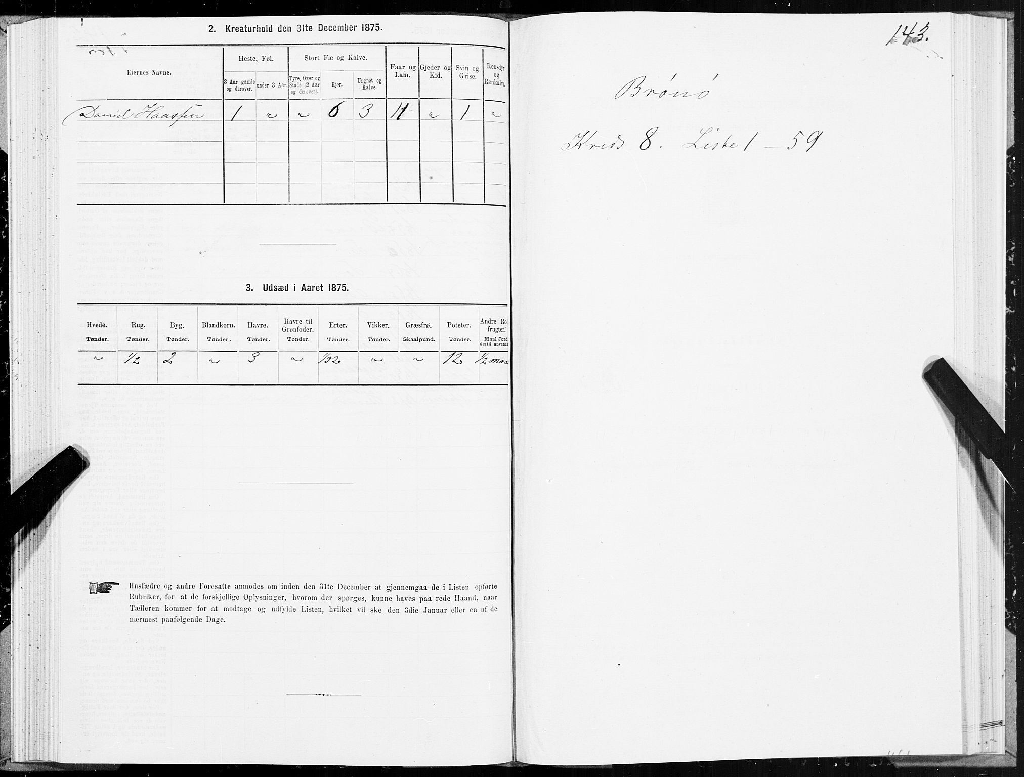 SAT, 1875 census for 1814P Brønnøy, 1875, p. 4143