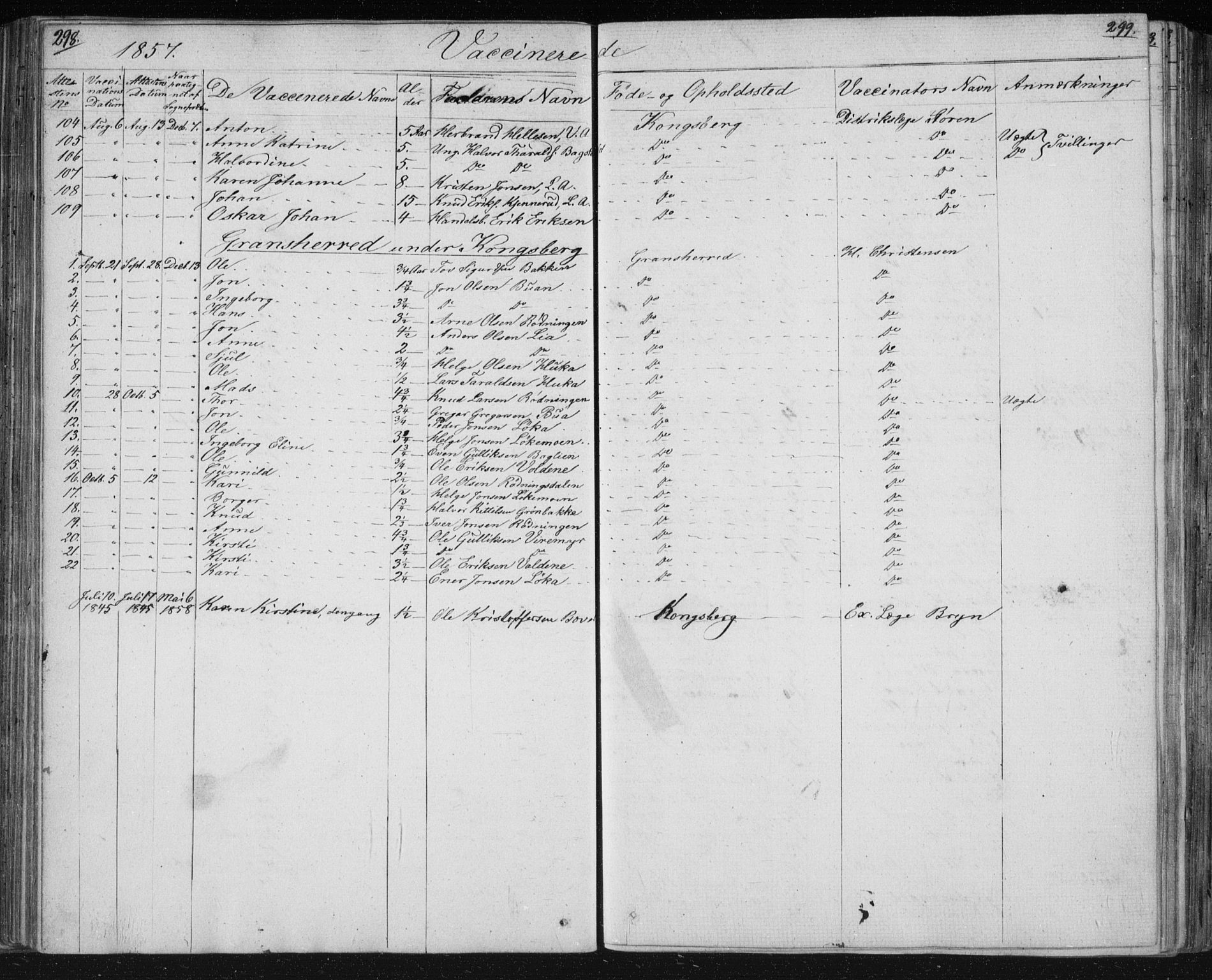 Kongsberg kirkebøker, SAKO/A-22/F/Fa/L0009: Parish register (official) no. I 9, 1839-1858, p. 298-299