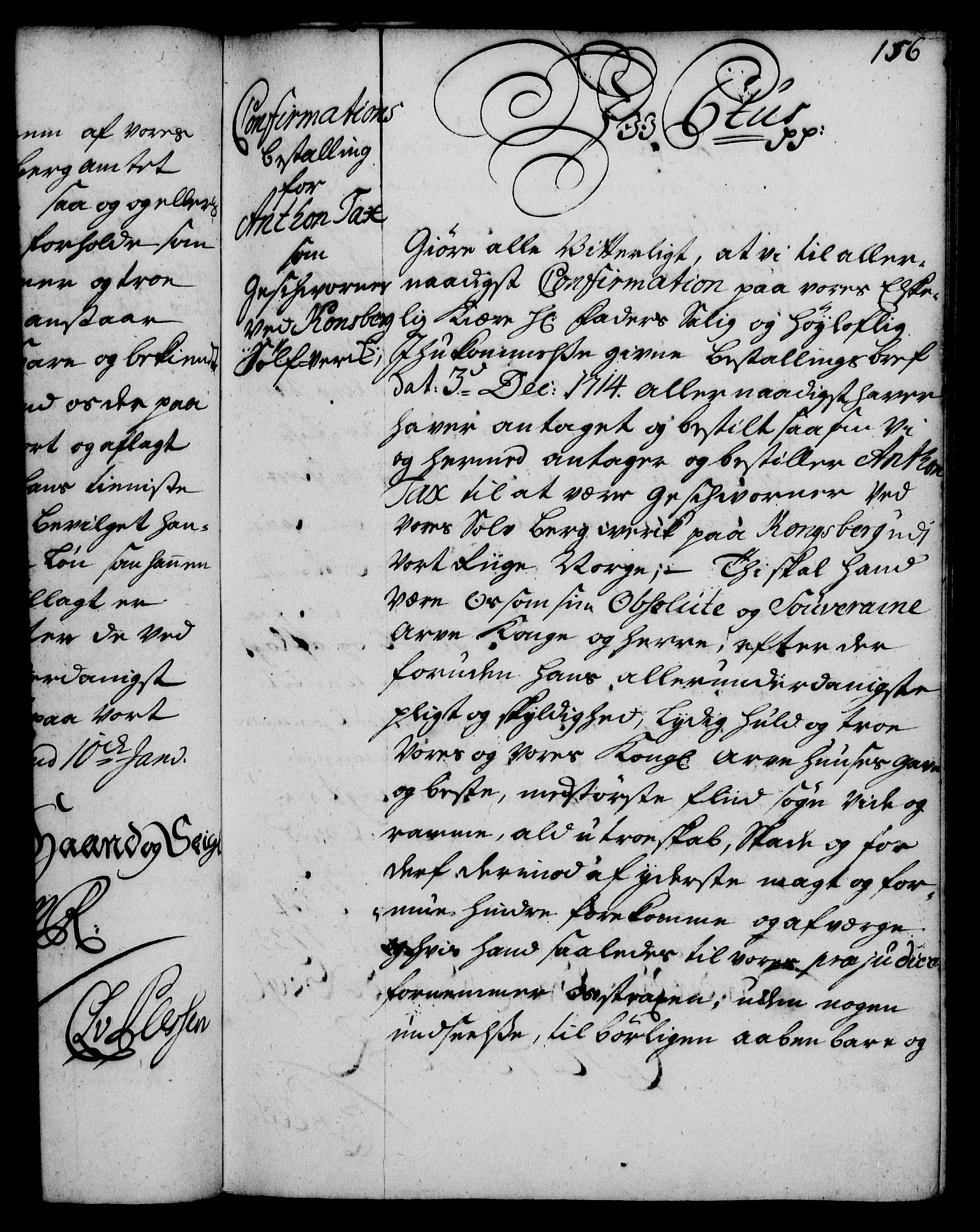 Rentekammeret, Kammerkanselliet, RA/EA-3111/G/Gg/Gge/L0002: Norsk bestallingsprotokoll med register (merket RK 53.26), 1730-1744, p. 156