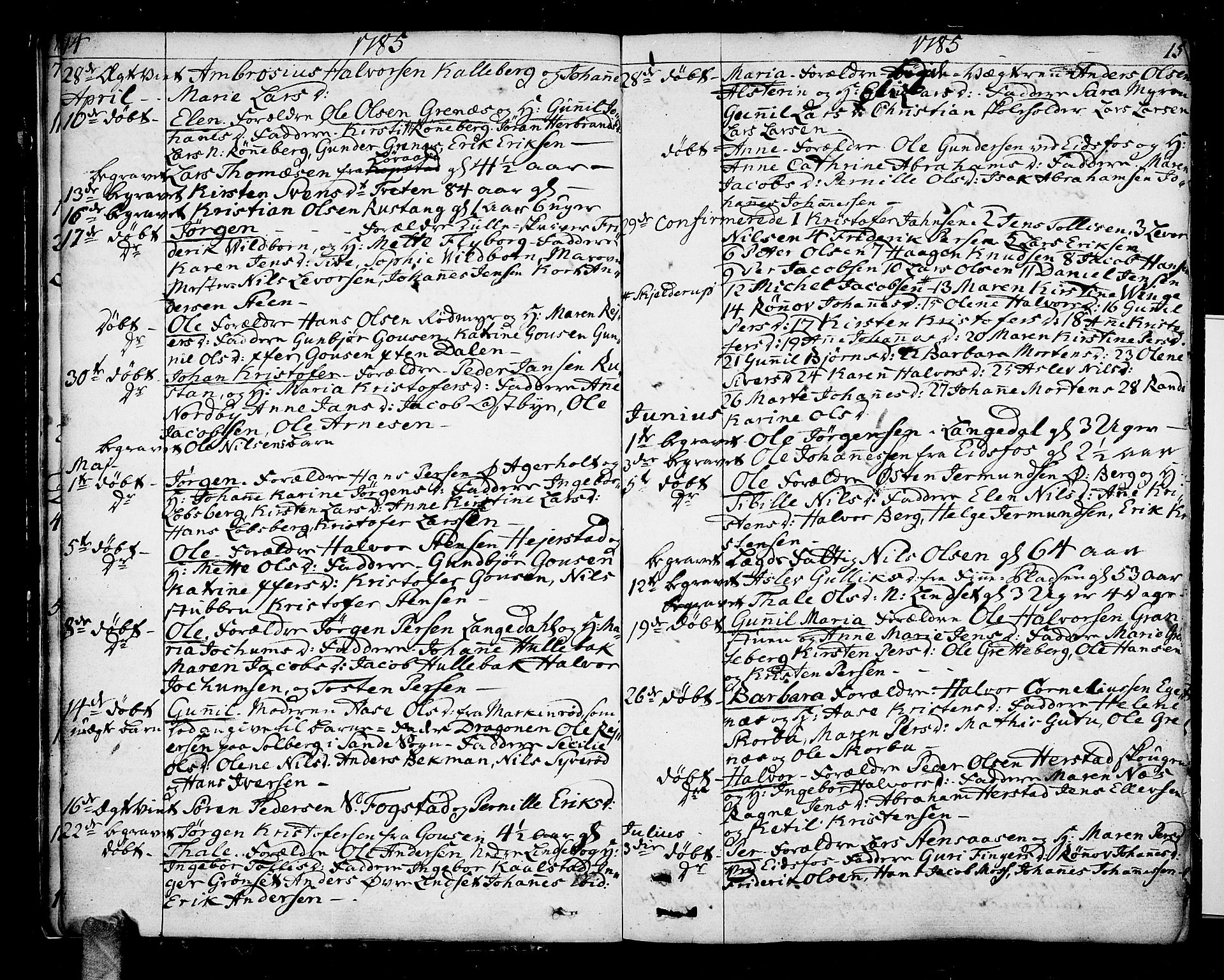 Hof kirkebøker, AV/SAKO-A-64/F/Fa/L0003: Parish register (official) no. I 3, 1782-1814, p. 14-15