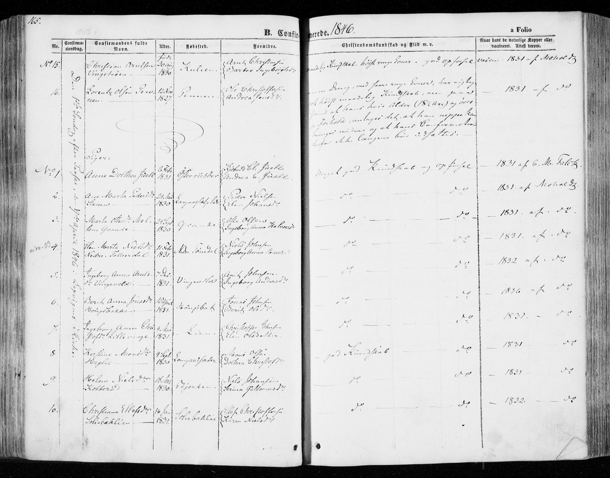 Ministerialprotokoller, klokkerbøker og fødselsregistre - Nord-Trøndelag, SAT/A-1458/701/L0007: Parish register (official) no. 701A07 /1, 1842-1854, p. 165