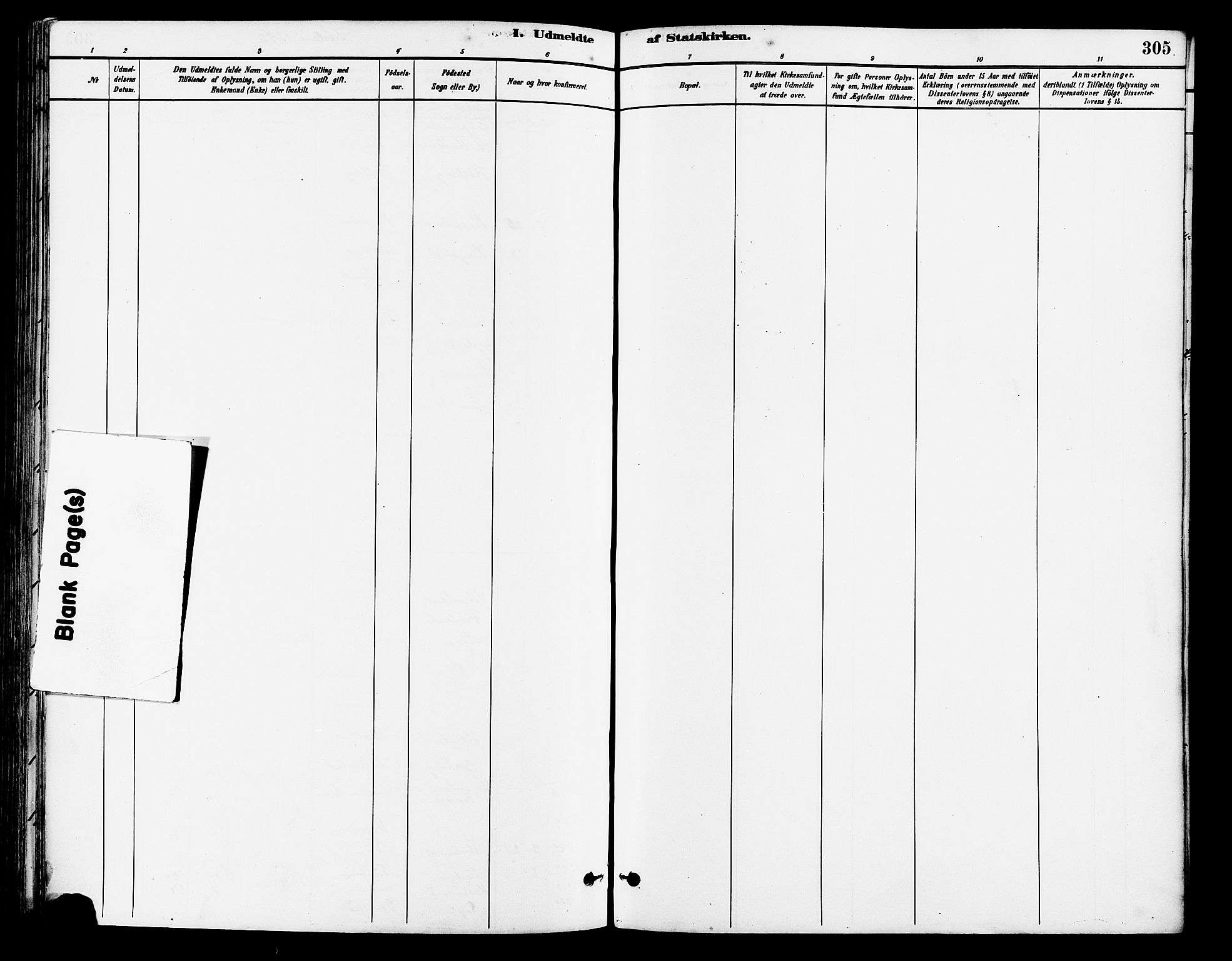 Lye sokneprestkontor, AV/SAST-A-101794/001/30BA/L0009: Parish register (official) no. A 8, 1881-1892, p. 305