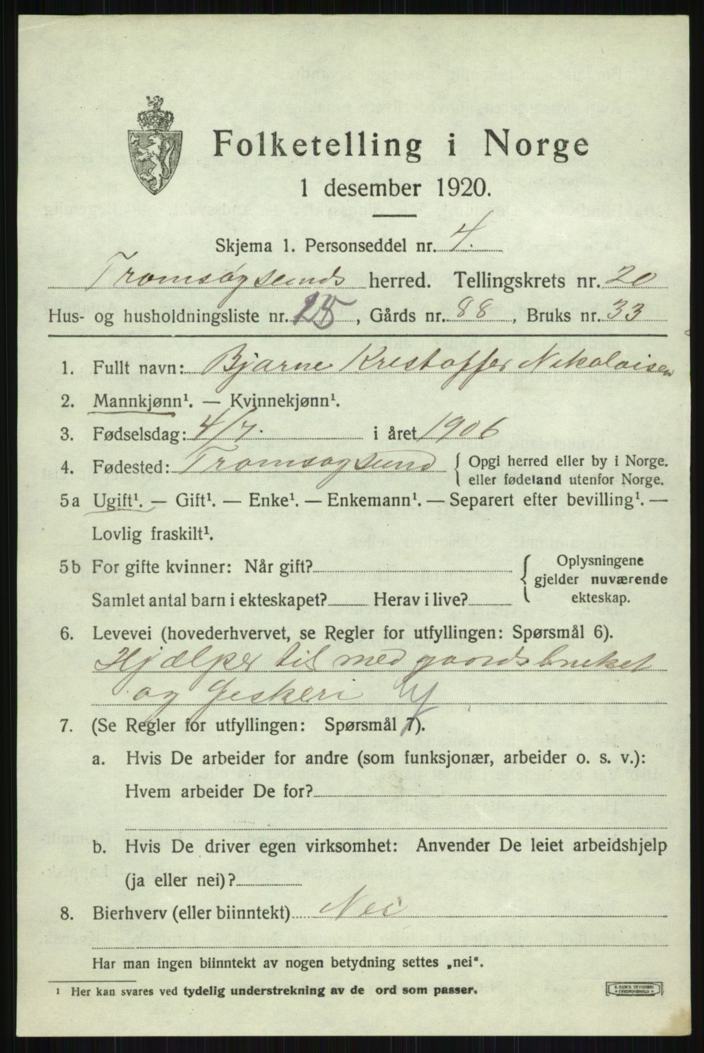 SATØ, 1920 census for Tromsøysund, 1920, p. 10780