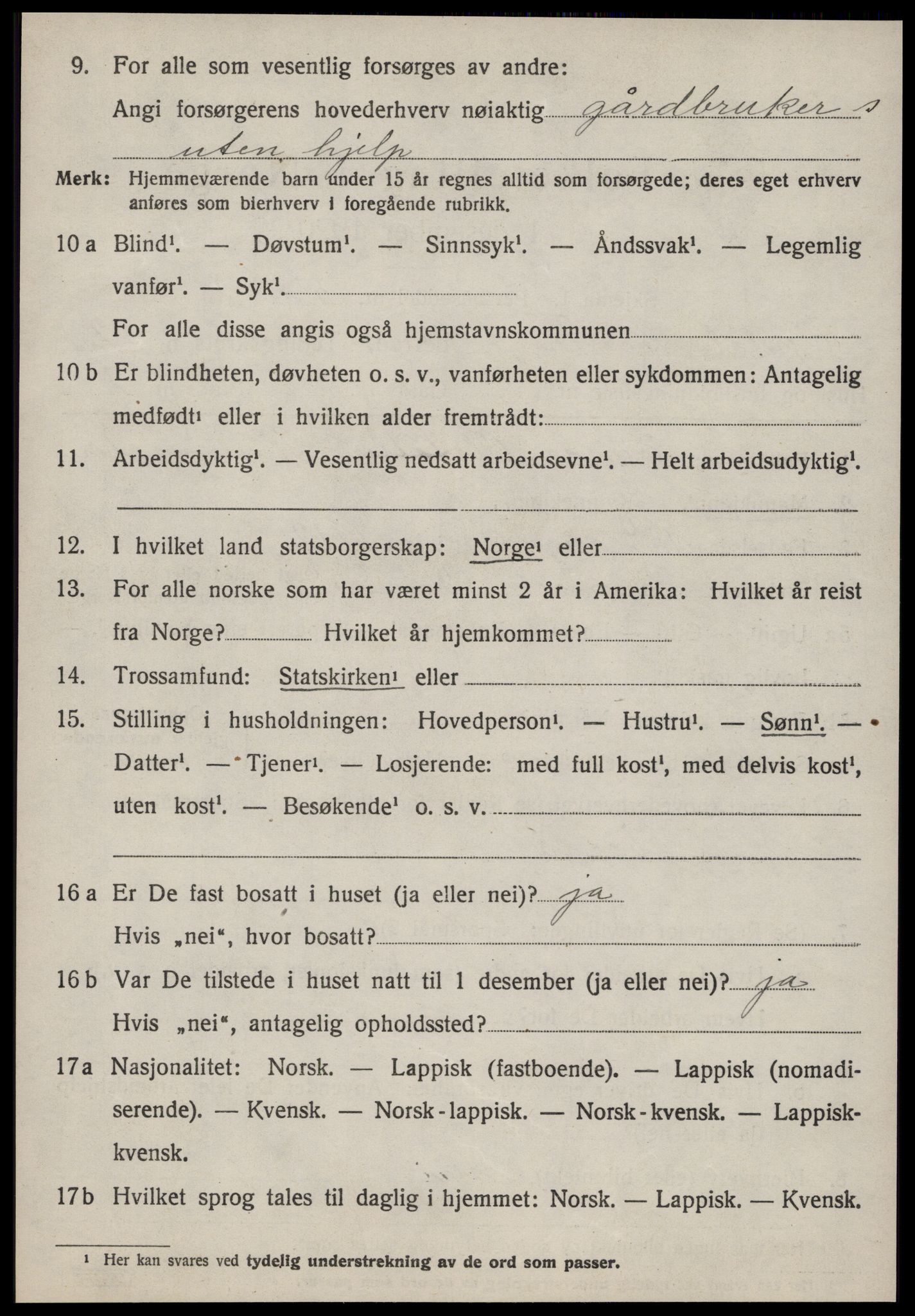 SAT, 1920 census for Oppdal, 1920, p. 2406