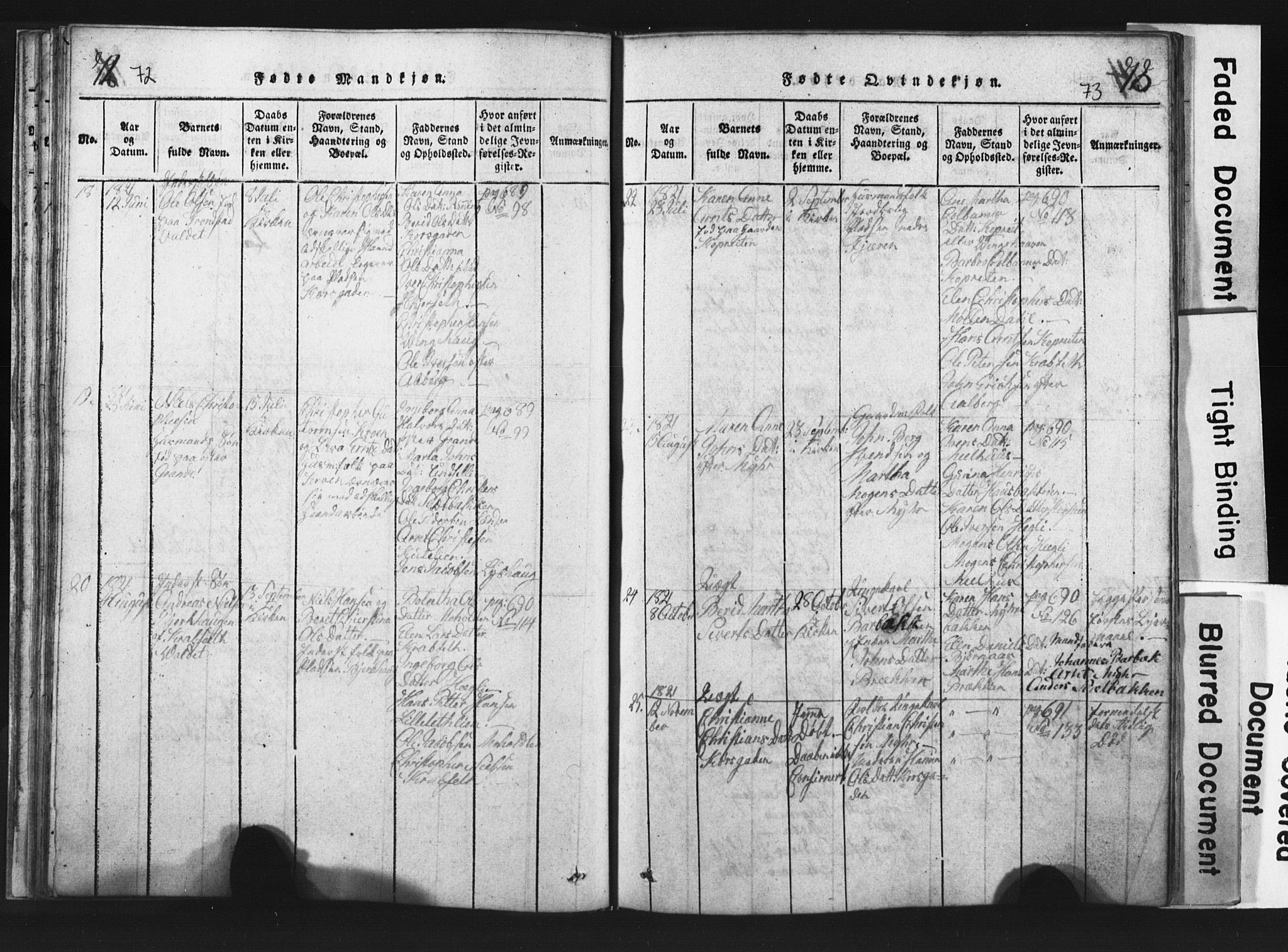 Ministerialprotokoller, klokkerbøker og fødselsregistre - Nord-Trøndelag, SAT/A-1458/701/L0017: Parish register (copy) no. 701C01, 1817-1825, p. 72-73