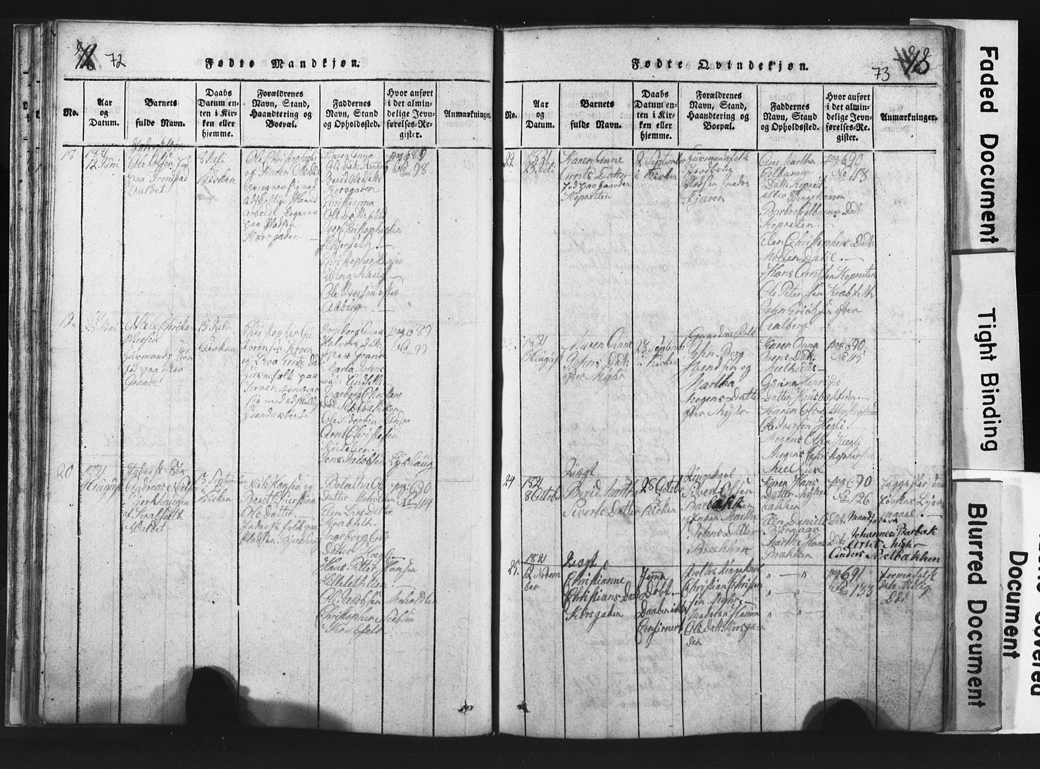 Ministerialprotokoller, klokkerbøker og fødselsregistre - Nord-Trøndelag, AV/SAT-A-1458/701/L0017: Parish register (copy) no. 701C01, 1817-1825, p. 72-73