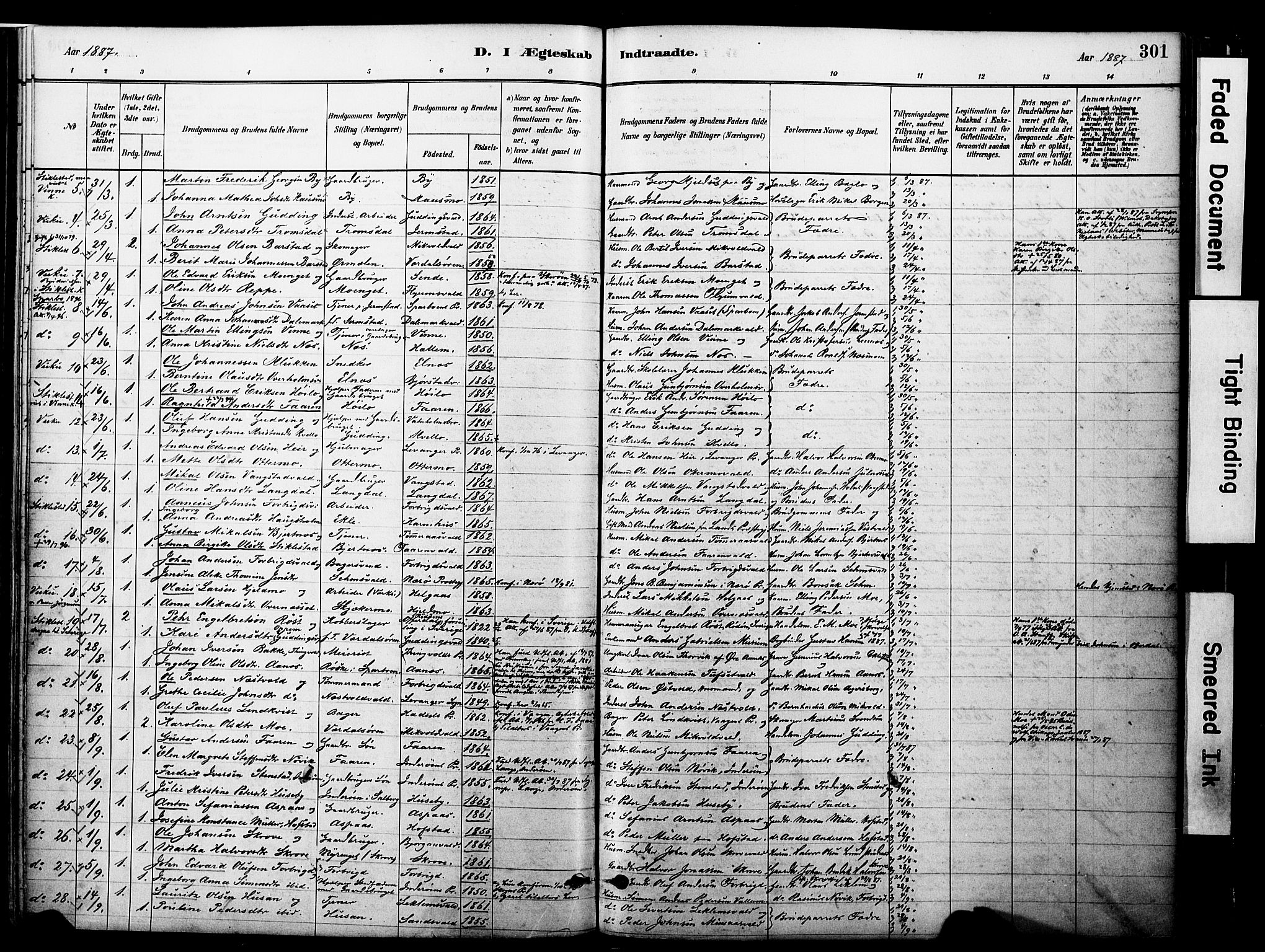 Ministerialprotokoller, klokkerbøker og fødselsregistre - Nord-Trøndelag, SAT/A-1458/723/L0244: Parish register (official) no. 723A13, 1881-1899, p. 301