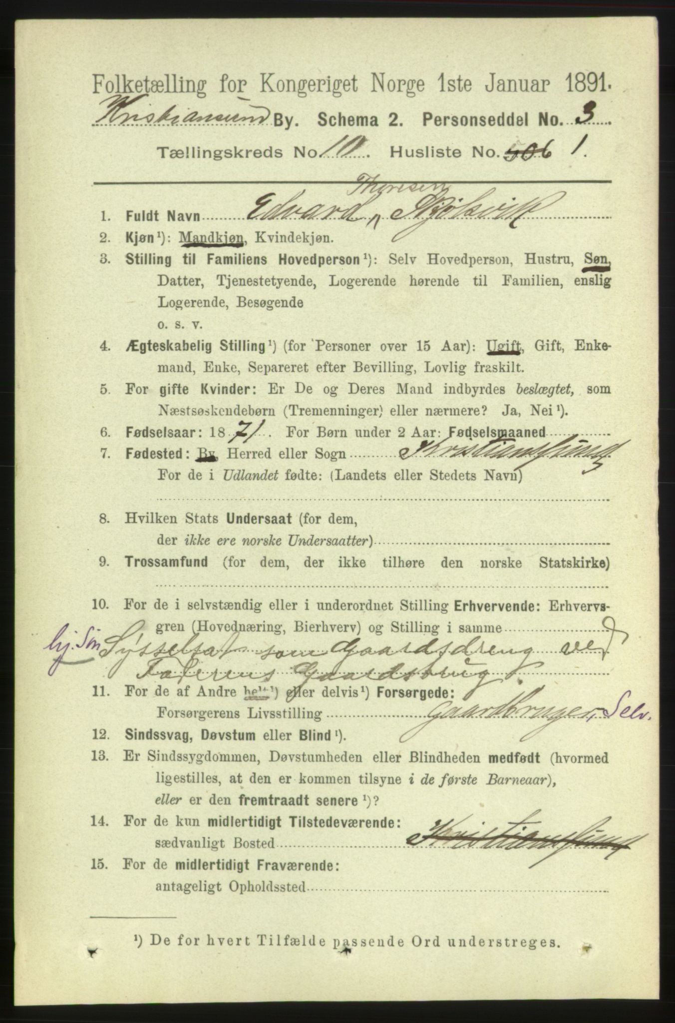 RA, 1891 census for 1503 Kristiansund, 1891, p. 8053