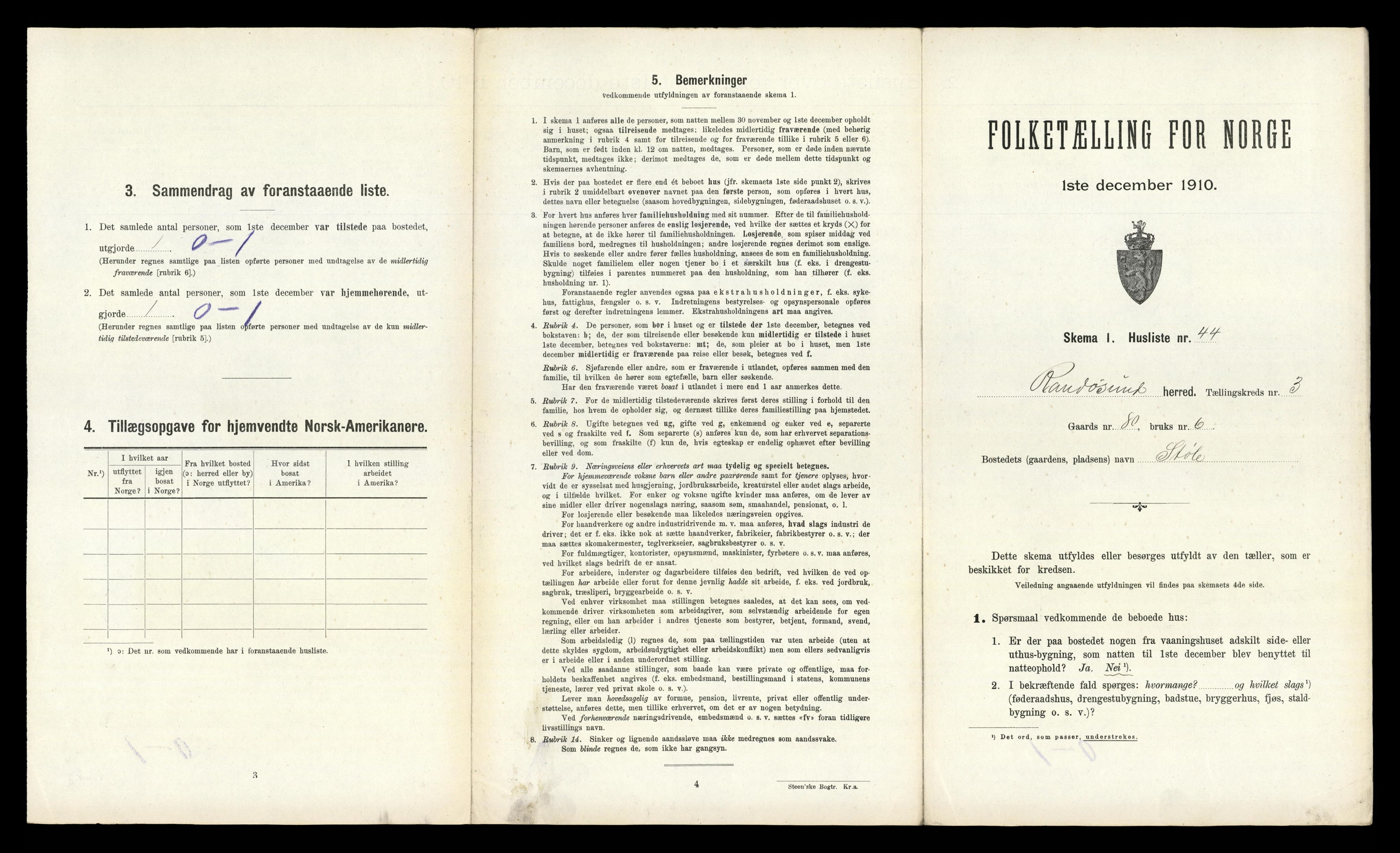 RA, 1910 census for Randesund, 1910, p. 270