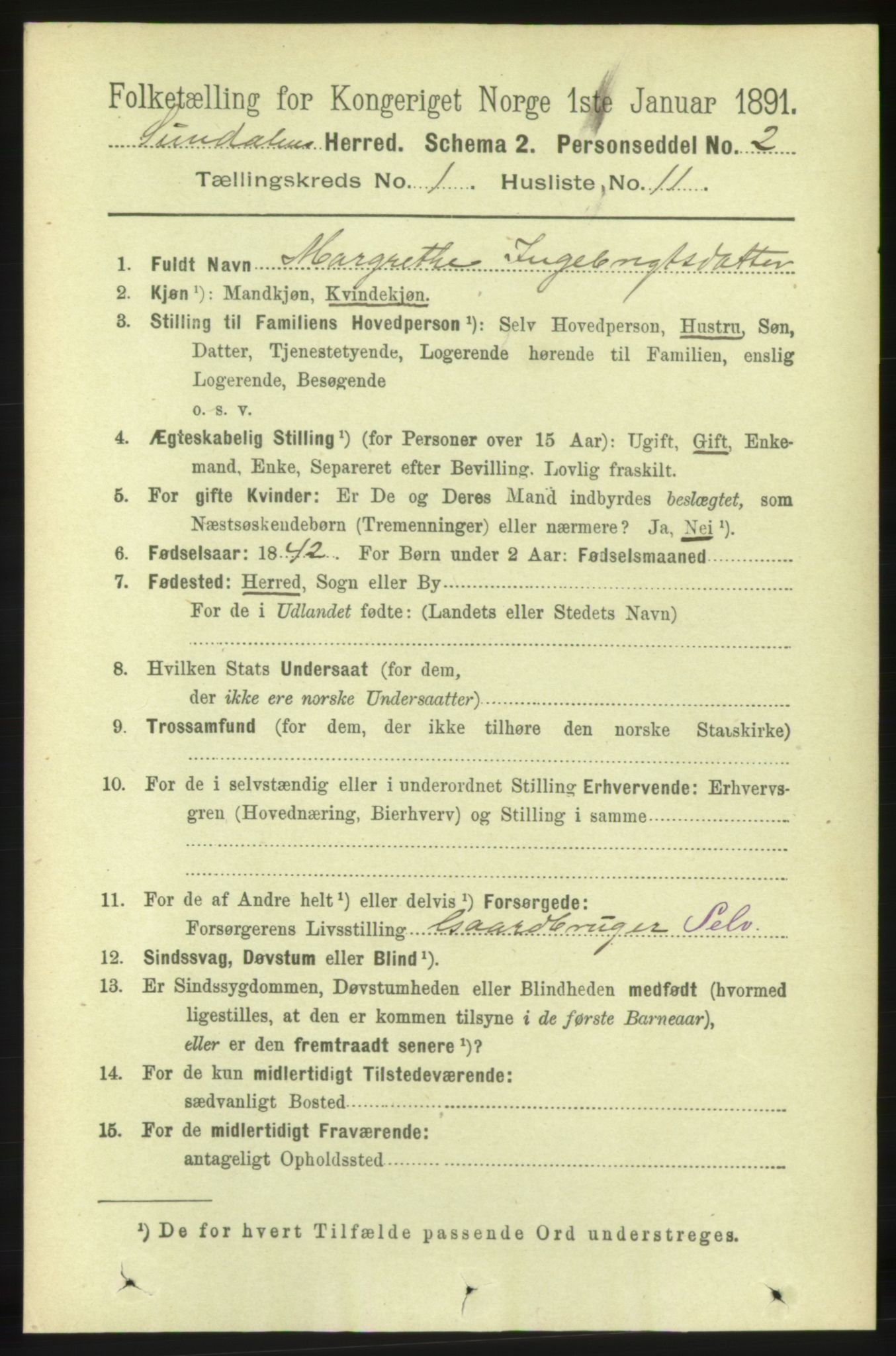 RA, 1891 census for 1563 Sunndal, 1891, p. 112