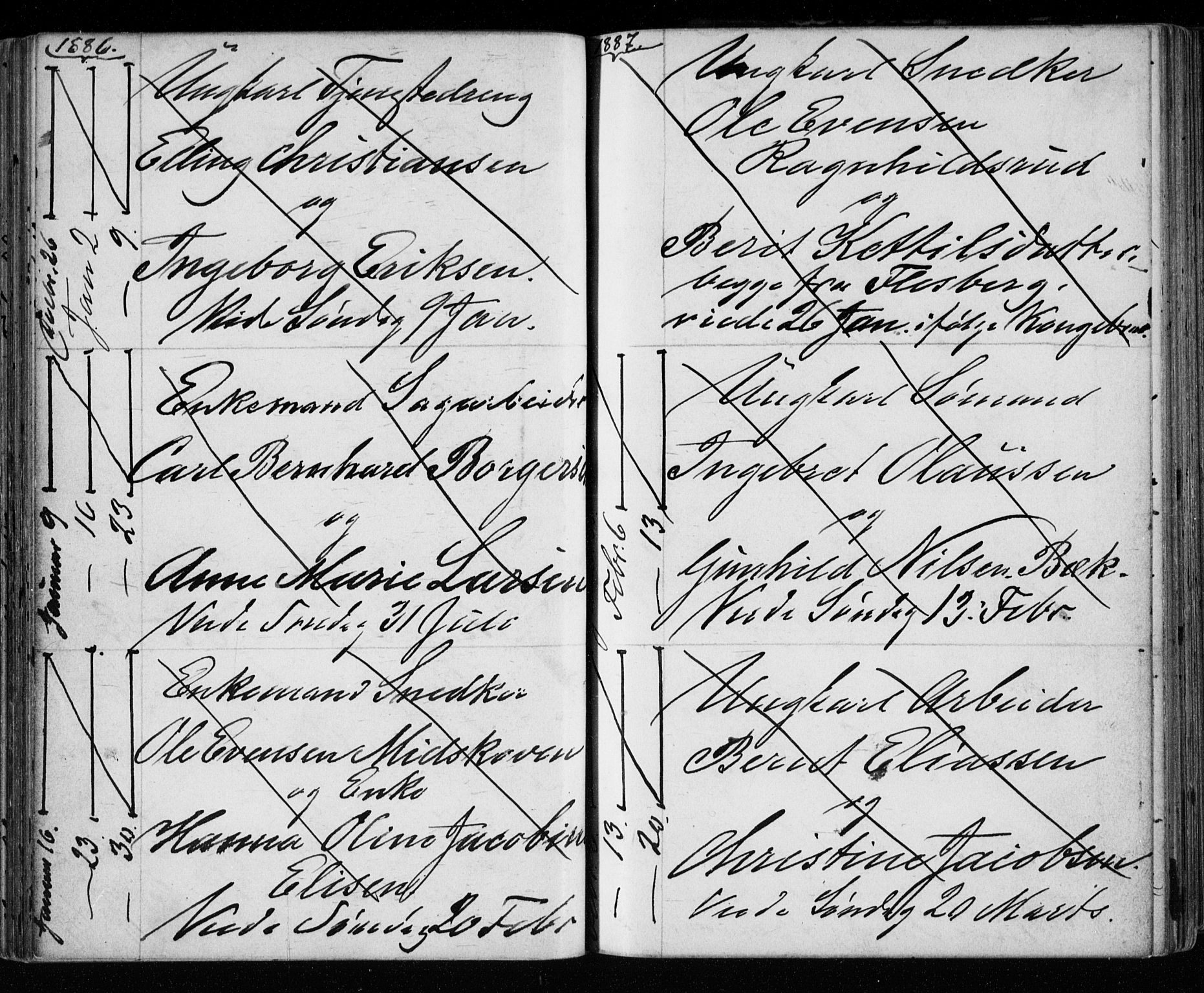 Bragernes kirkebøker, AV/SAKO-A-6/H/Ha/L0006: Banns register no. 6, 1873-1896