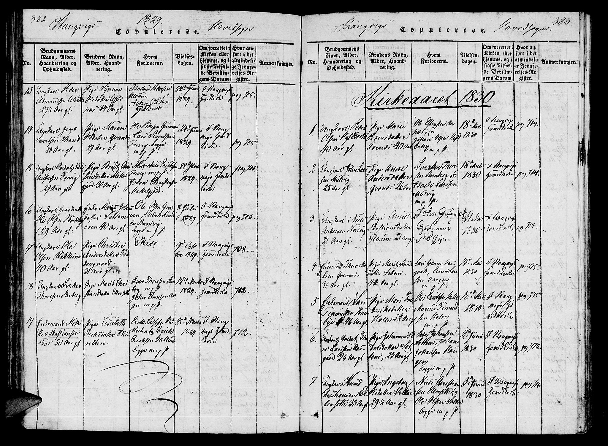 Ministerialprotokoller, klokkerbøker og fødselsregistre - Møre og Romsdal, AV/SAT-A-1454/592/L1023: Parish register (official) no. 592A02, 1820-1830, p. 382-383