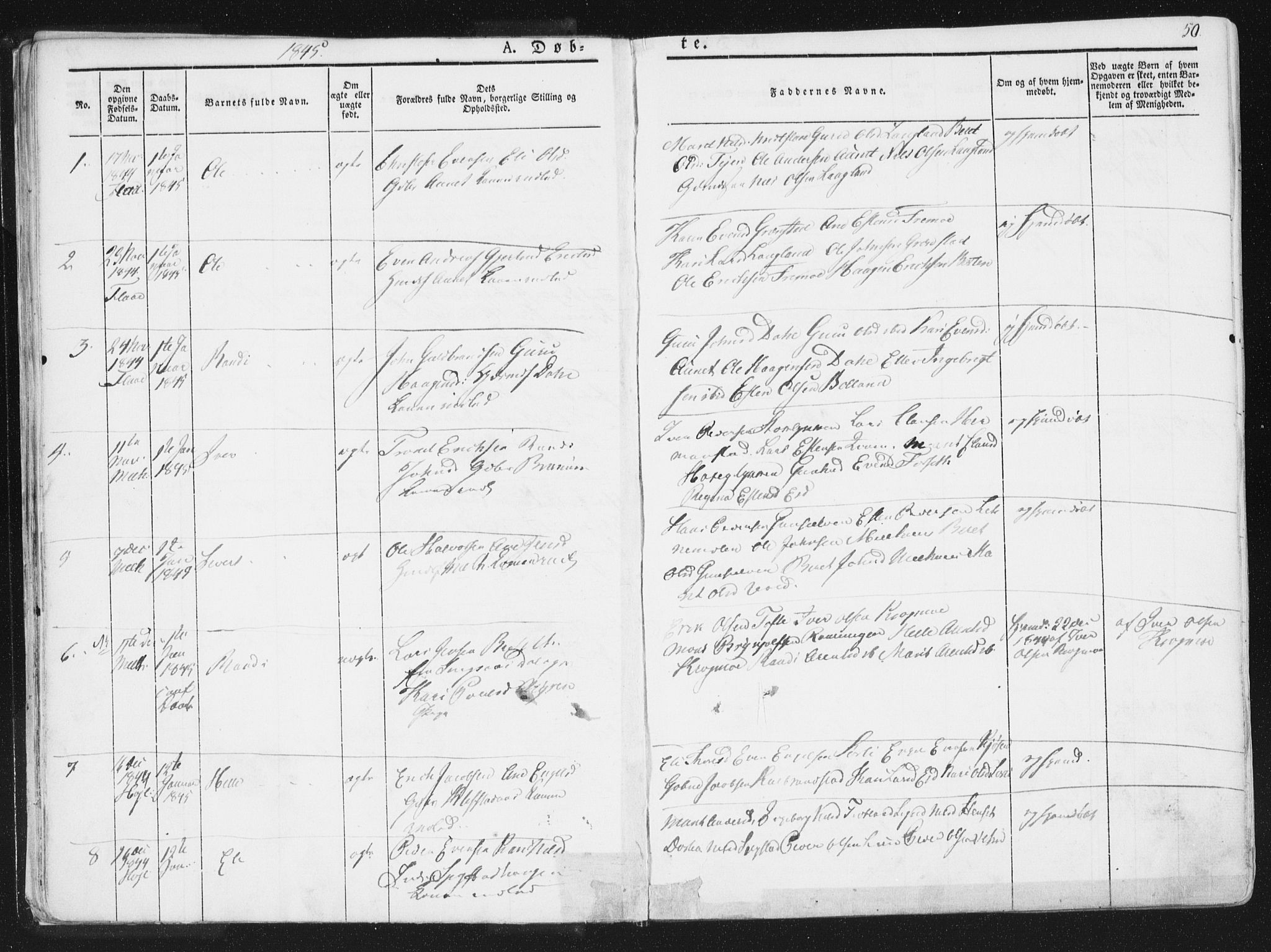 Ministerialprotokoller, klokkerbøker og fødselsregistre - Sør-Trøndelag, SAT/A-1456/691/L1074: Parish register (official) no. 691A06, 1842-1852, p. 50